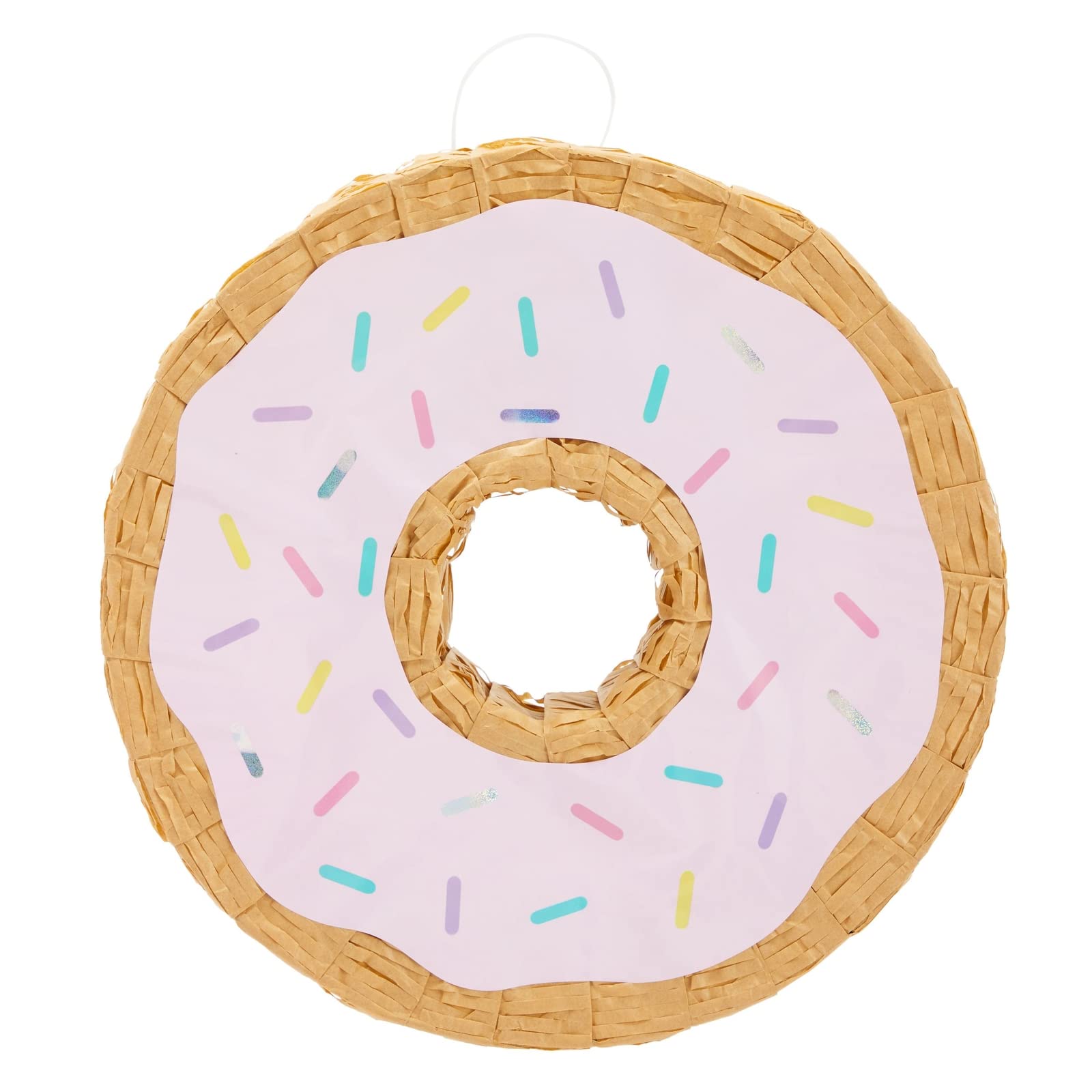 BLUE PANDA Pink Donut Pinata for Birthday Parties - Baby Shower Decorations - Small 13 x 3 Inch Donut Shaped Pinata for Kids - Perfect for Birthday Celebrations, Gender Reveals & Themed Events
