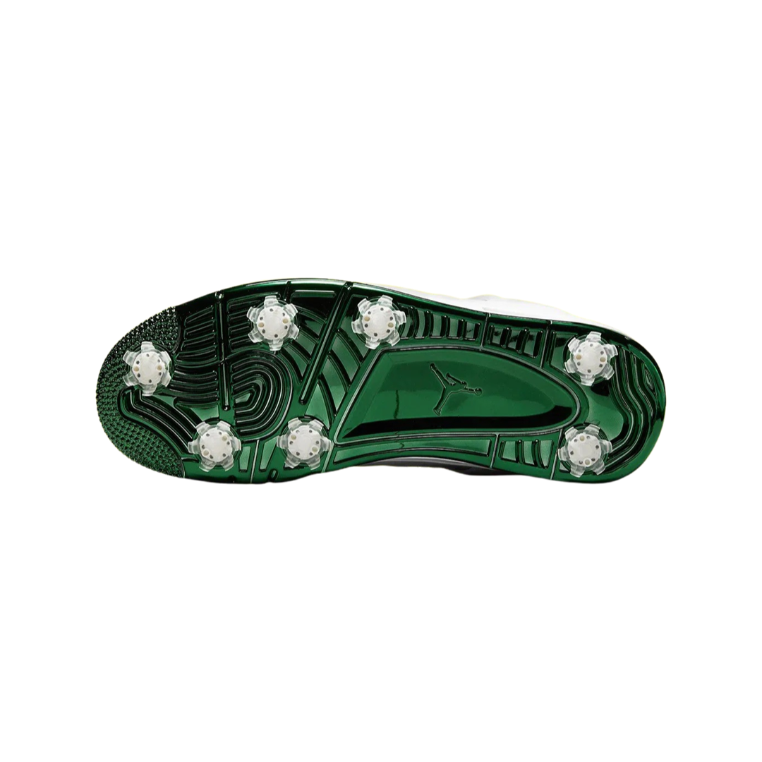 Air Jordan 4 Retro Golf Shoes - White & Metallic Green - Men's Basketball-Inspired Golf Sneakers for Tournament Play & Casual Wear