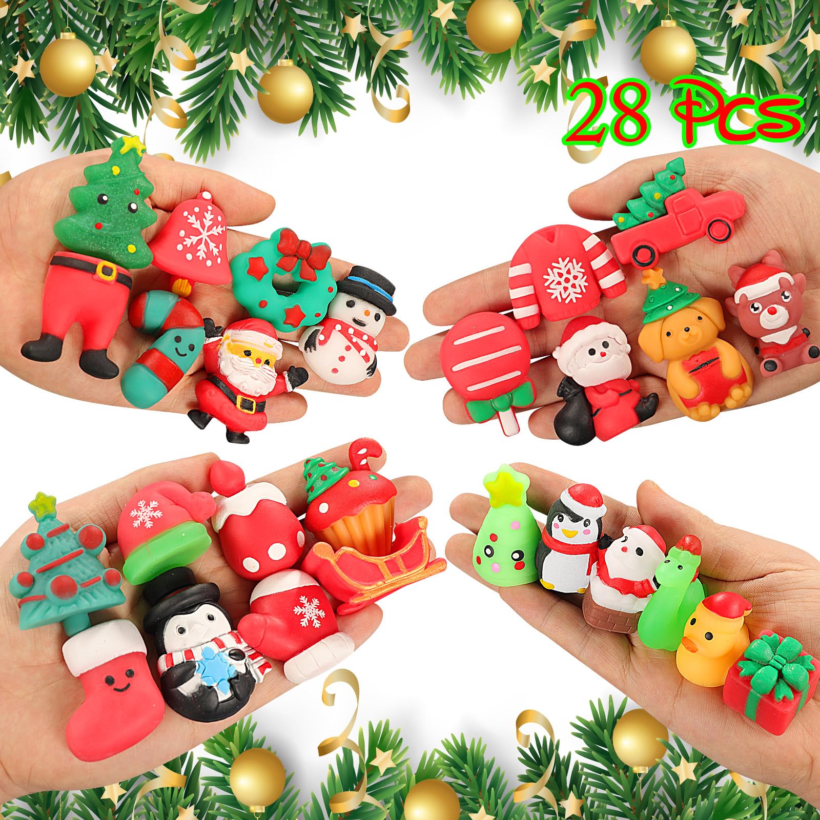 28 Pack Kawaii Cat Squishy Toys - Stress Relief Gifts for Kids Birthday & Party Favors