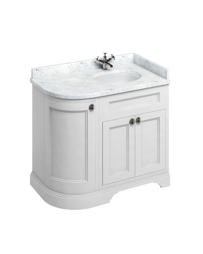 Round Corner Bathroom Vanity with Sink - Burlington 100cm White for Modern & Space-Saving Bathroom Design