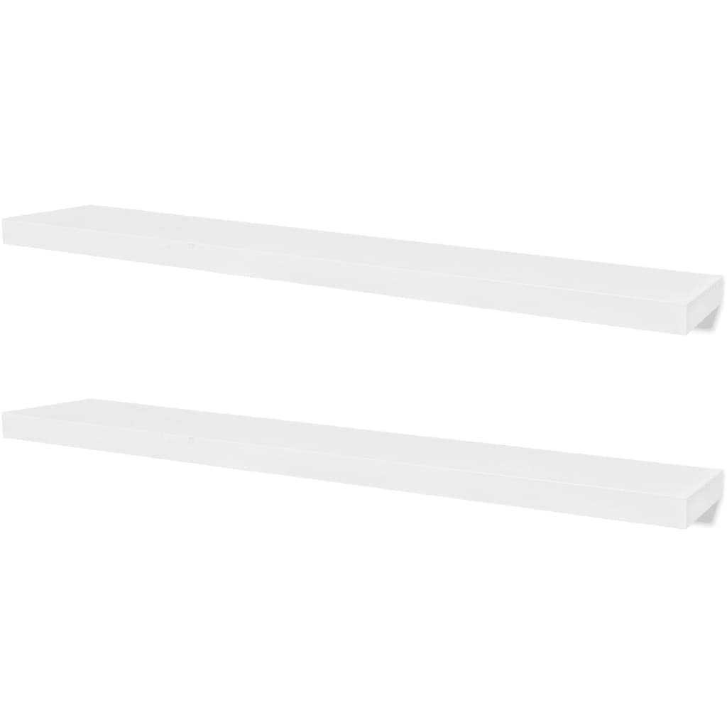 2pc Floating Wall Shelf - MDF Storage for Books & DVDs - Living Room, Bedroom Decor