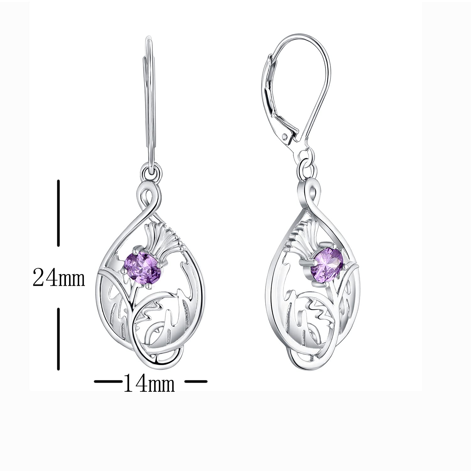 Scottish Thistle Earrings 925 Sterling Silver - Outlander Jewelry for Women, Perfect for Weddings & Parties
