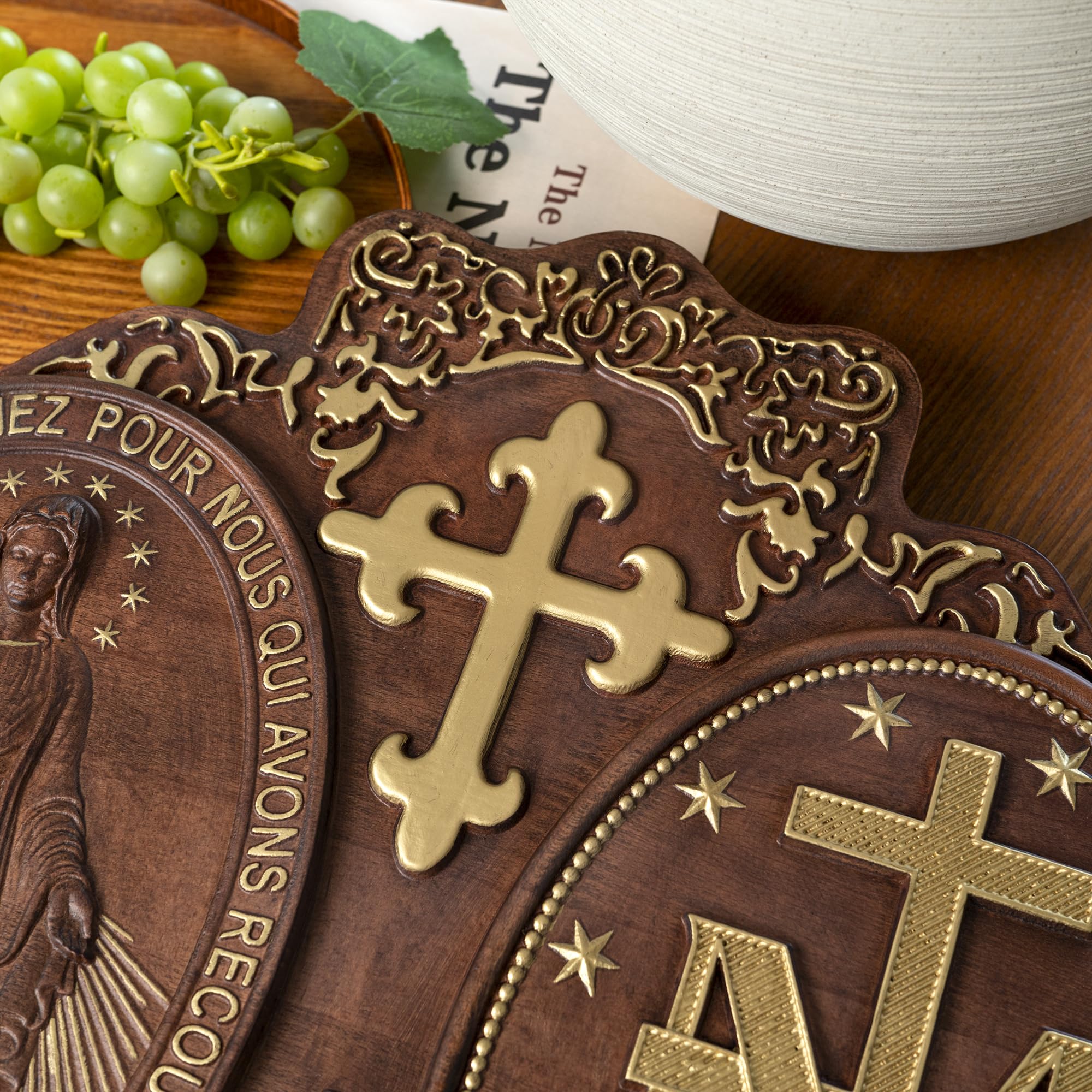 Handmade Wooden Virgin Mary Wall Plaque - 16 Inch Religious Art Sculpture for Home Decor, Catholic Gifts & Christmas Present | Perfect for Church, Prayer Room & Christian Home Décor