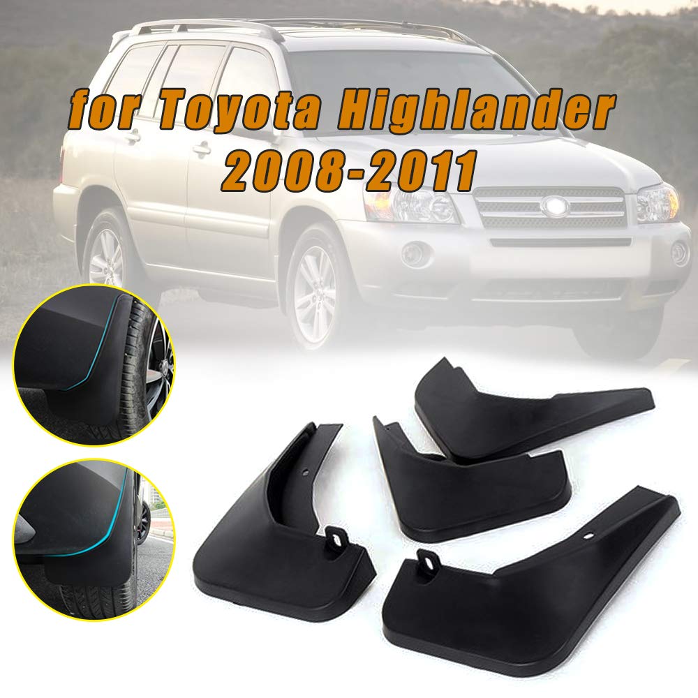 2008-2011 Toyota Highlander/Kluger Car Mud Guards - 4-Piece Front & Rear Splash Guards Set | Durable Fender Mud Flaps Accessories for All-Weather Protection & Off-Road Driving