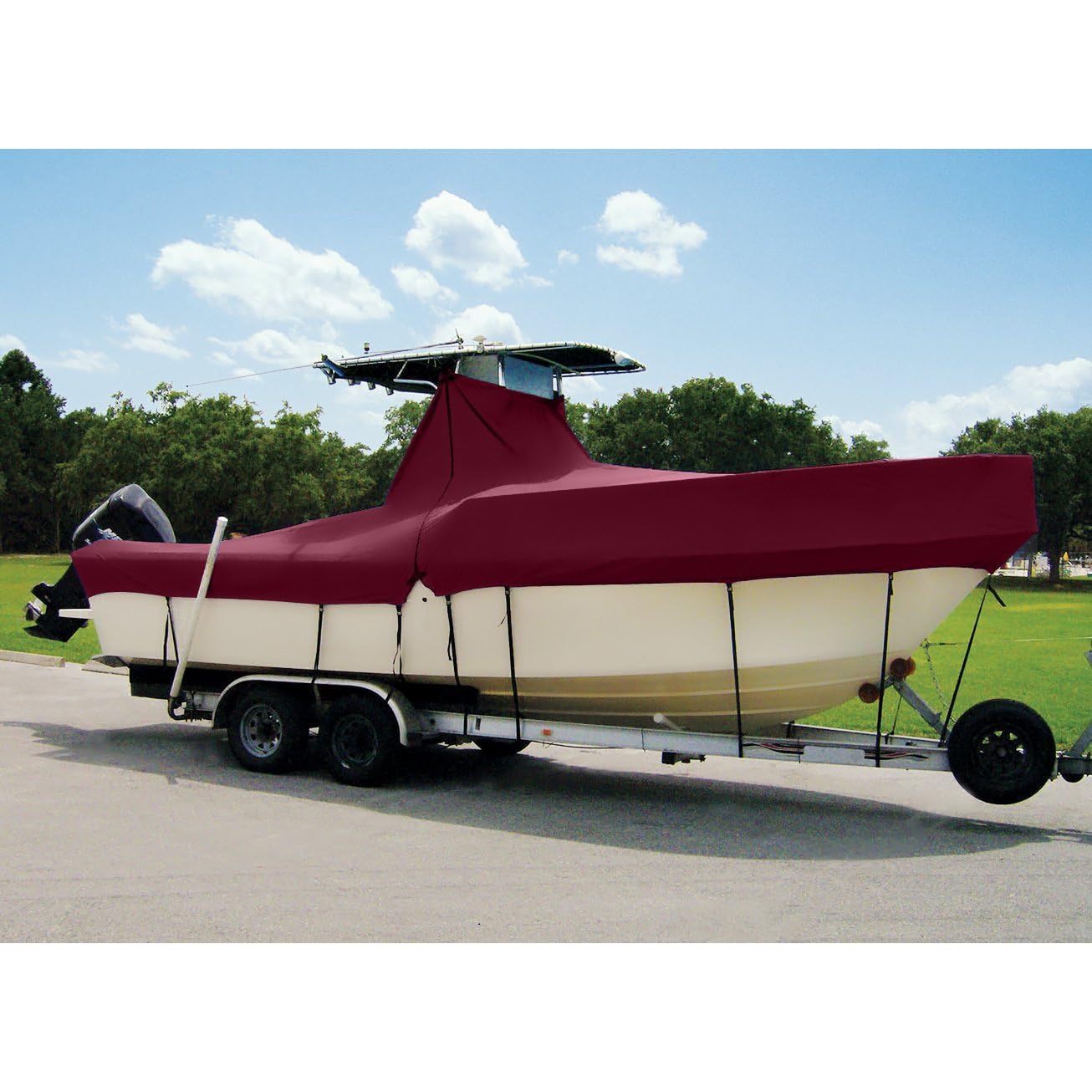 Taylor Made Products 74202OY Center Console T-Top Cover - Burgundy Marine Boat Cover for 19'5