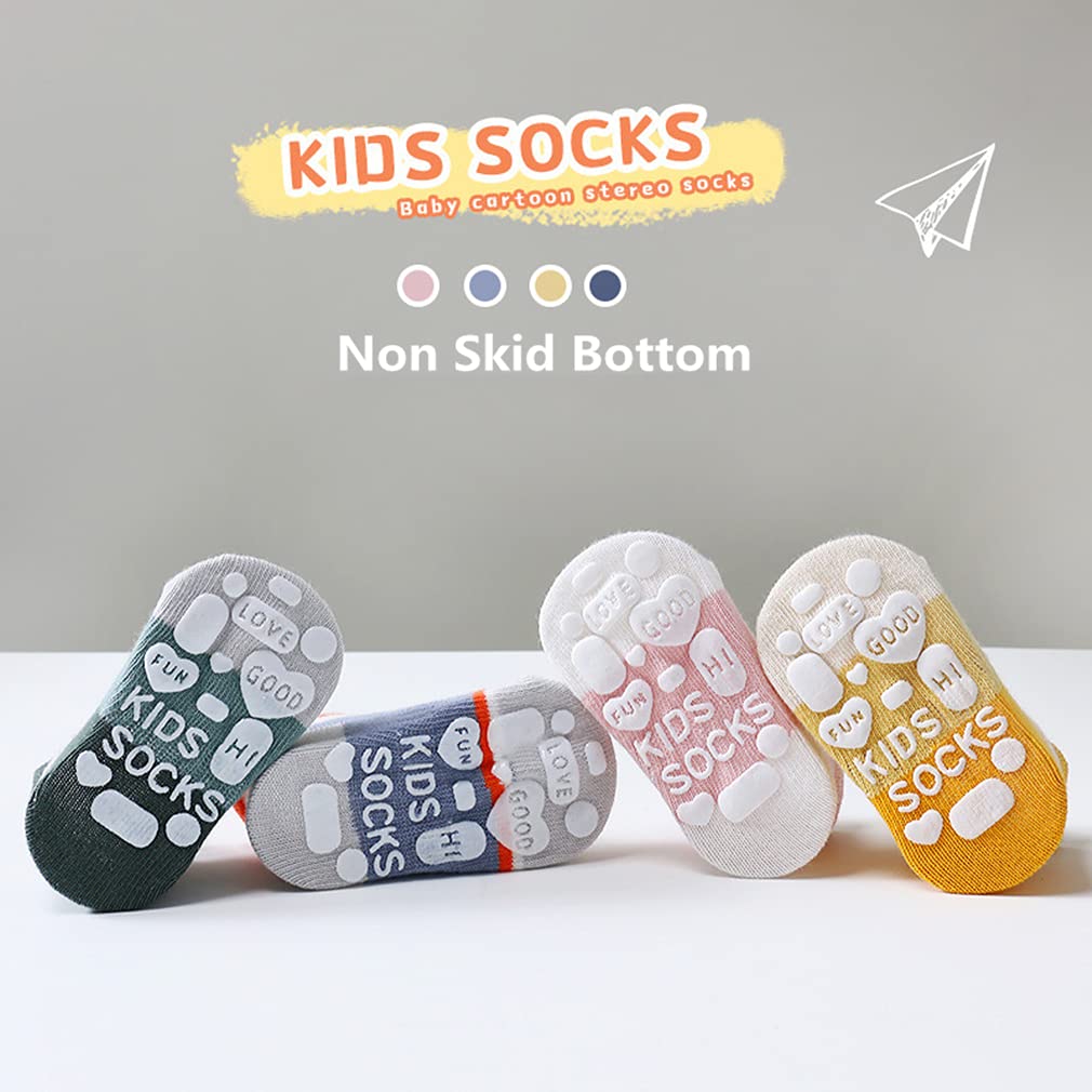 10 Pairs Non-Slip Baby Socks for Toddlers - Soft Anti-Skid Grips for Boys & Girls - Unisex Ankle Socks for Safe Play & Learning to Walk