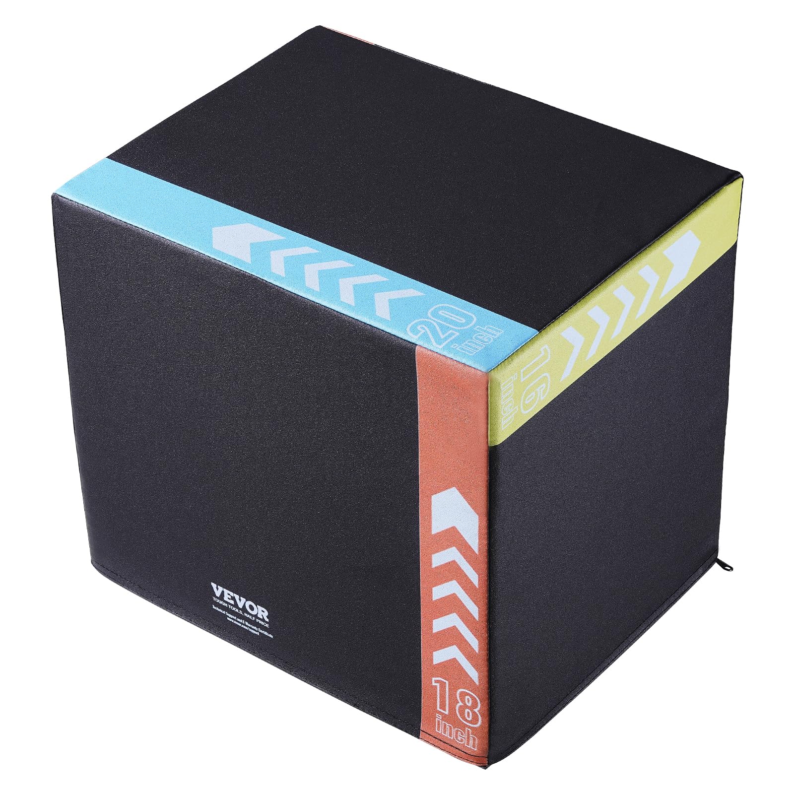 VEVOR 3-in-1 Plyometric Jump Box - 20/18/16 Inch Anti-Slip Plyo Box for CrossFit, Home Gym & Strength Training | Sturdy Cotton Platform for Agility Exercises, Step Up Workouts & Conditioning | Perfect for HIIT, Cardio & Functional Fitness Training