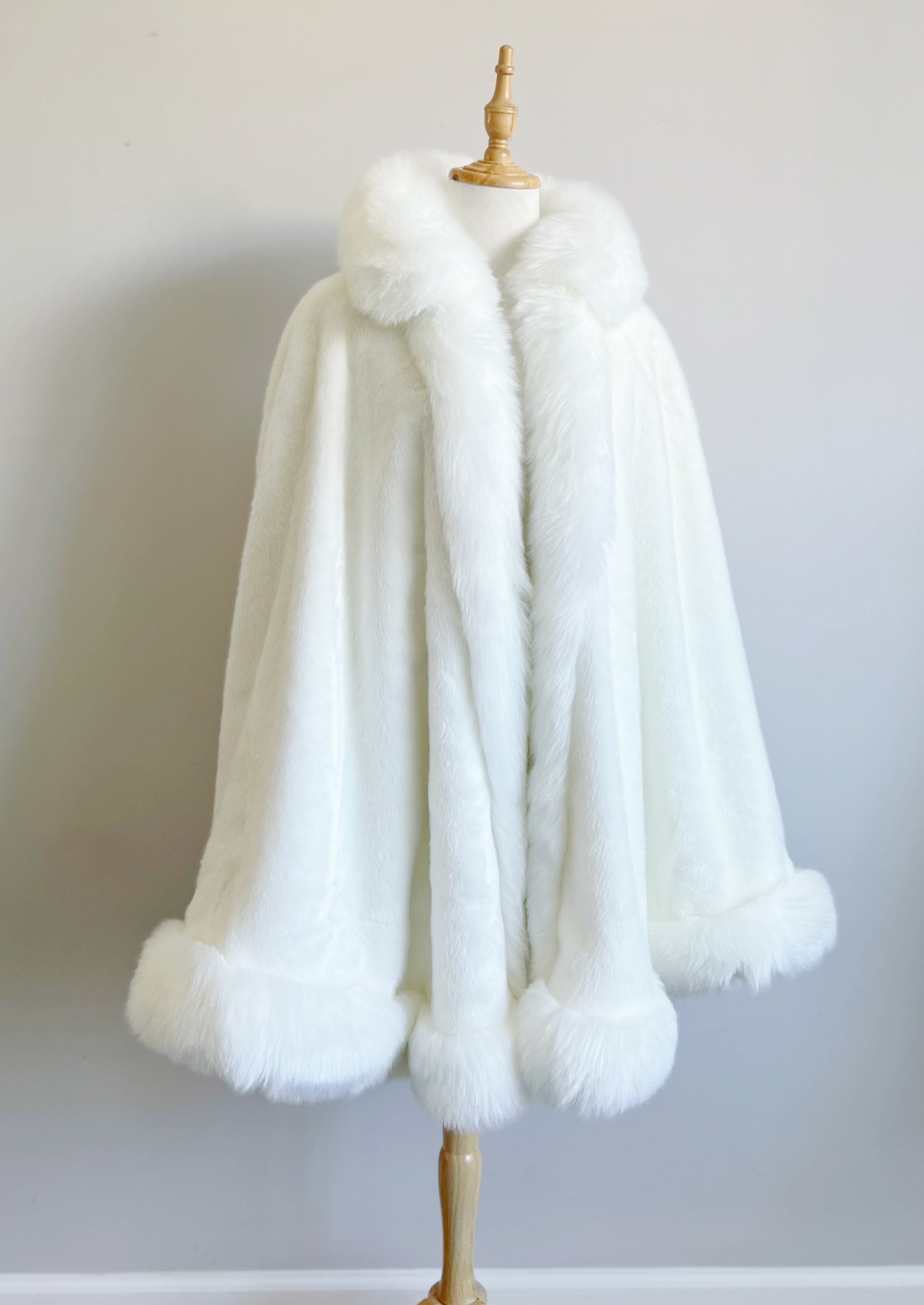 Super Warm Ivory White Faux Fur Cape Shawl Wrap - Cozy Winter Fashion Accessory for Women (SJuliet Wht01) | Perfect for Parties, Weddings & Cold Weather Outfits