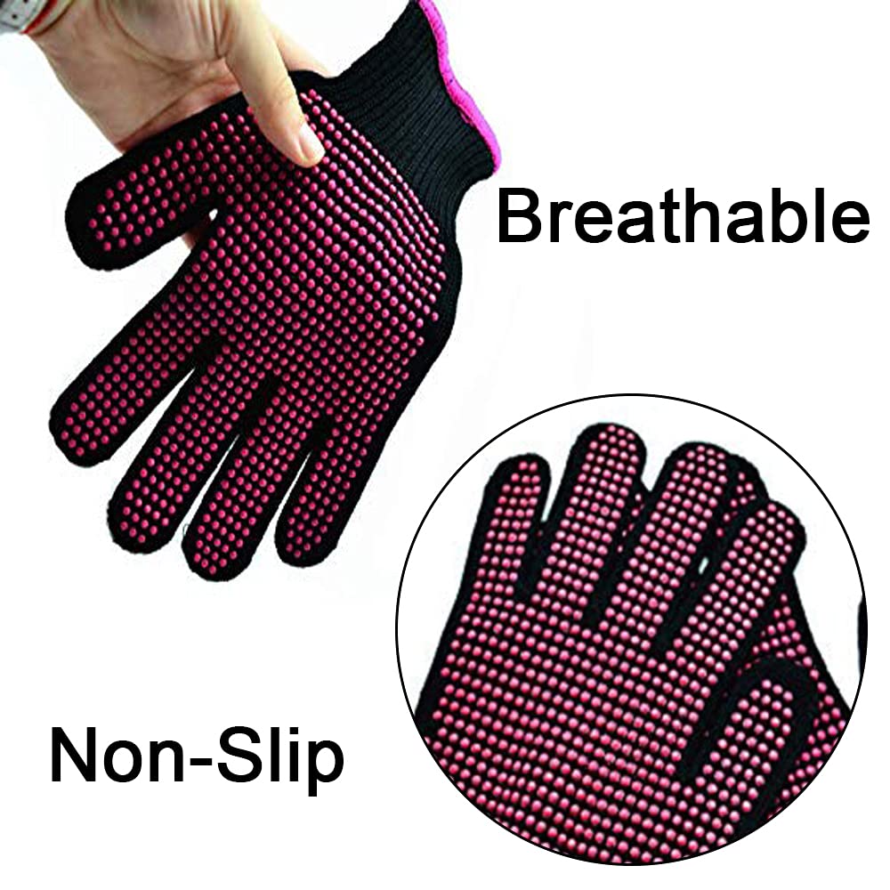 2 Pcs Heat Resistant Gloves - Anti-Scald & Heatproof Kitchen Gloves for Cooking, Baking, Hair Styling & BBQ (500°F Protection)