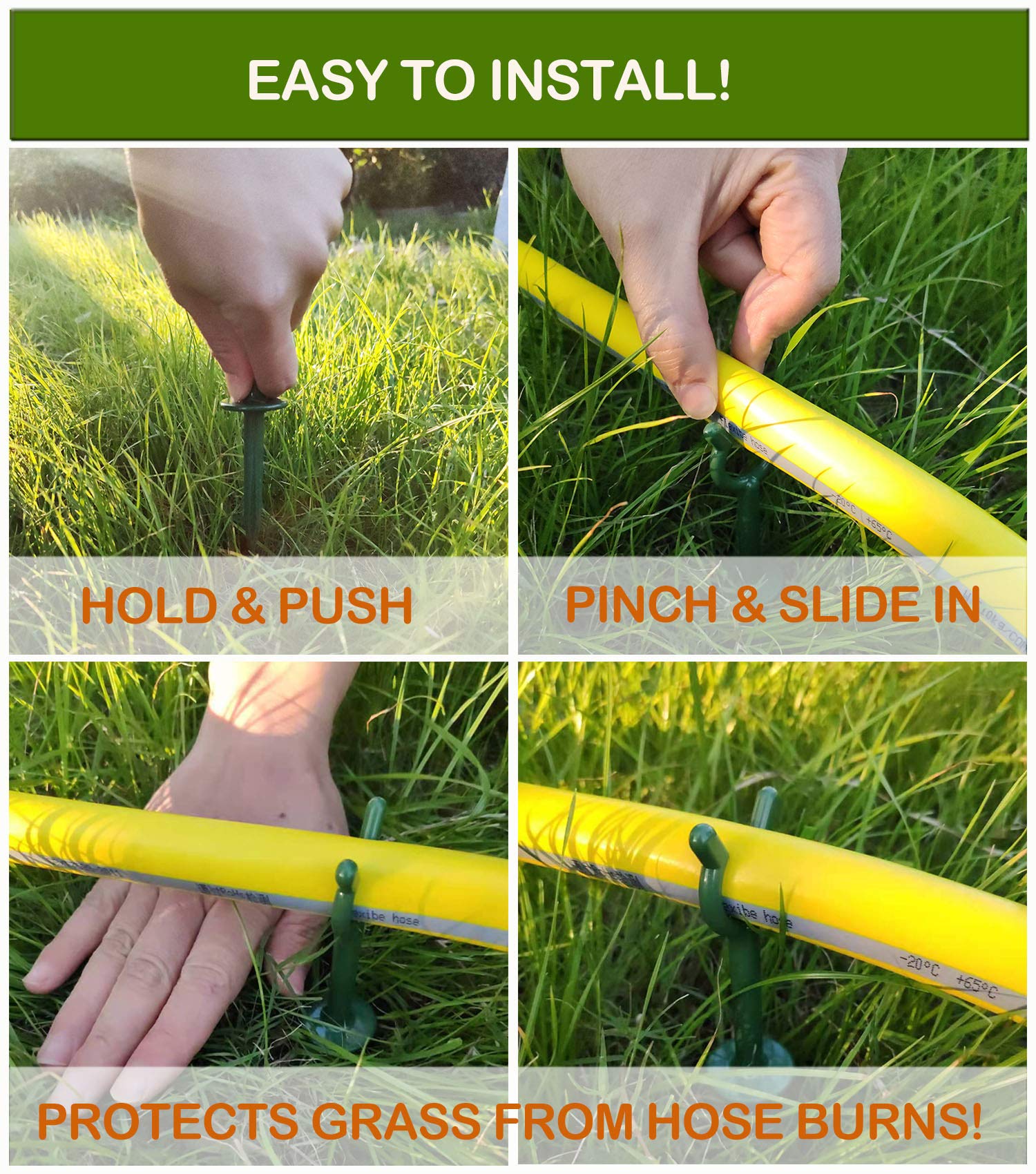 10 Pack Garden Hose Guide Stakes - Heavy Duty Hose Holder & Support for 5/8