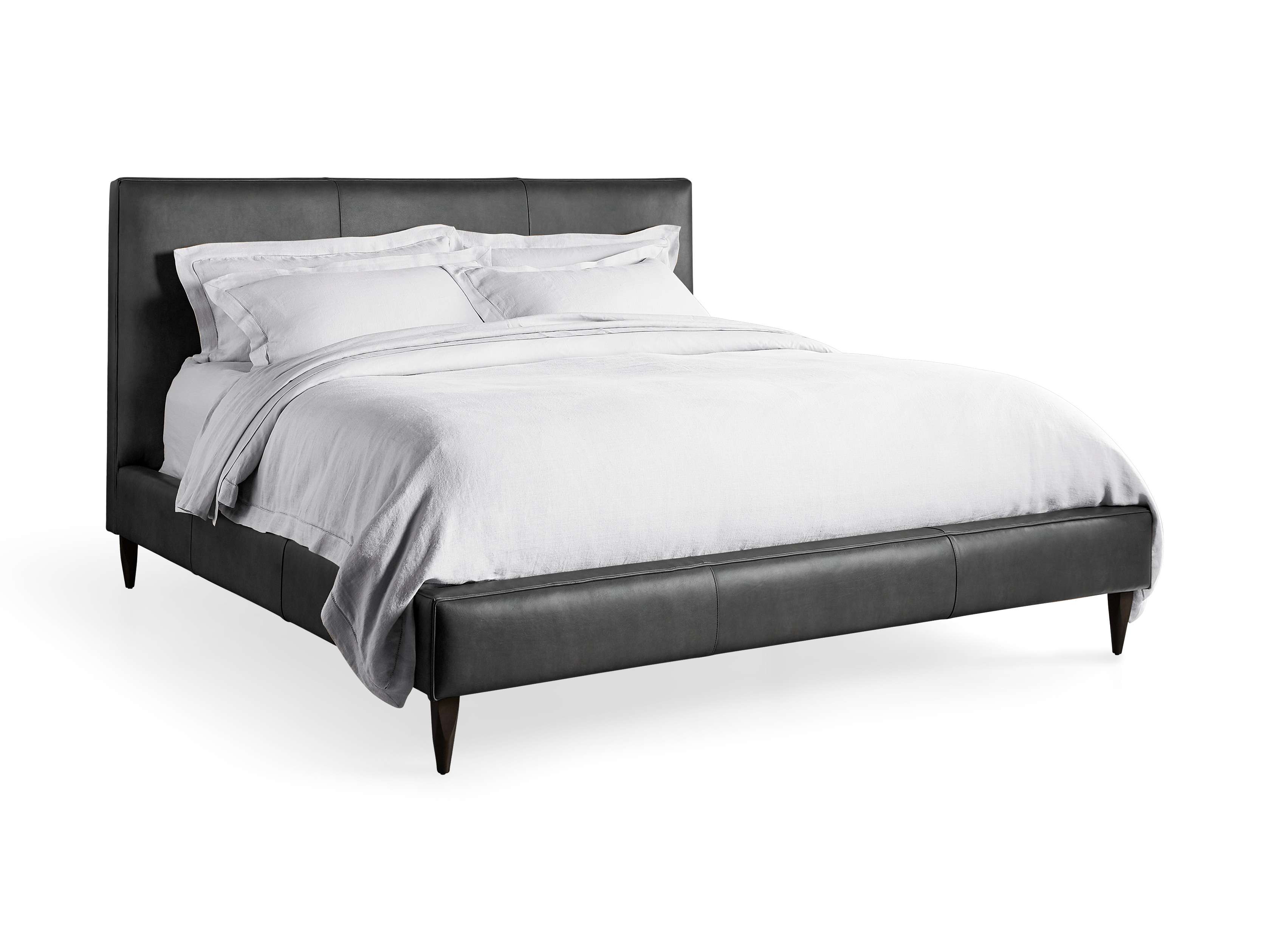 Premium Andes Leather Bed Frame - Queen Size, Genuine Leather Upholstery, Sturdy Wooden Slats - Perfect for Master Bedroom, Guest Room & Luxury Home Decor