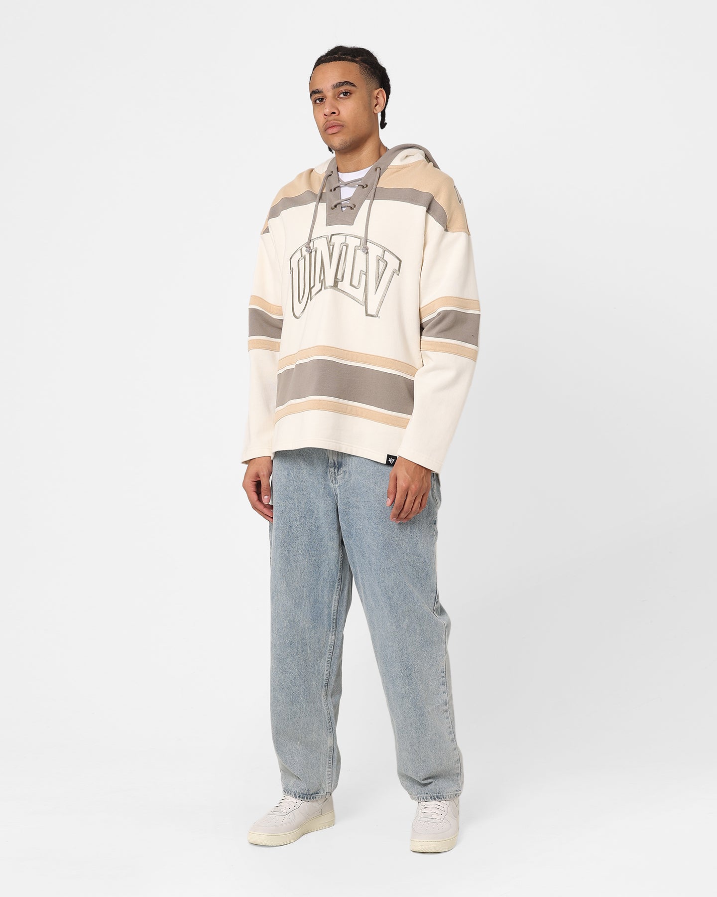 47 Brand UNLV Superior Lacer Hoodie - Cream/Khaki - Comfortable College Sweatshirt for Men & Women - Perfect for Campus Wear, Game Day & Casual Outfits