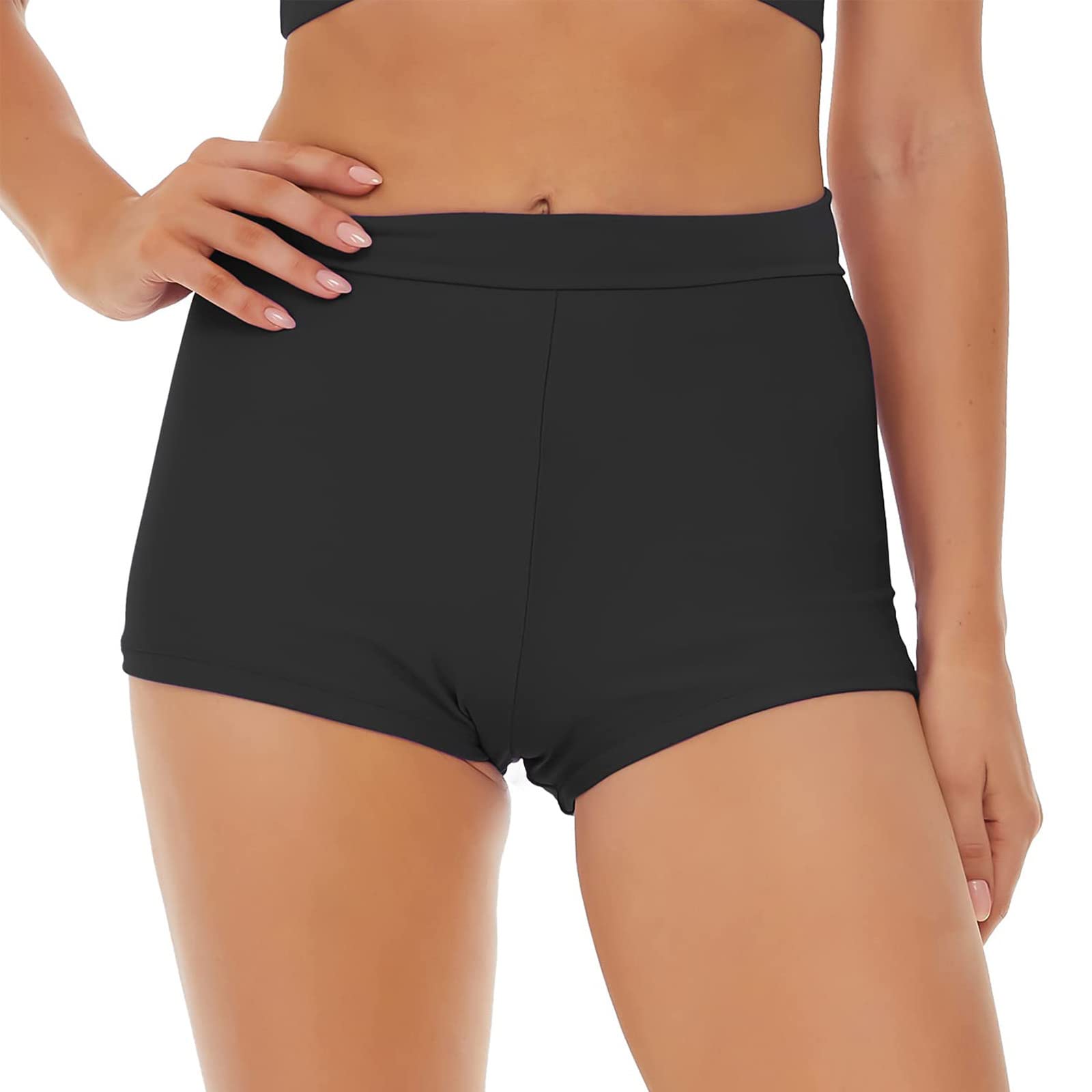 Women's High Waist Tummy Control Boyshort Swim Bottoms - Full Coverage Two Piece Swimsuits with Shorts for Beach, Pool & Water Sports
