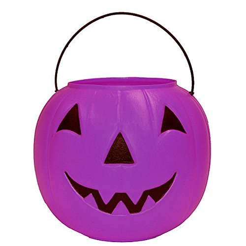 Purple Halloween Pumpkin Candy Bucket - Trick or Treat Candy Container for Kids Party Favors & Halloween Decorations