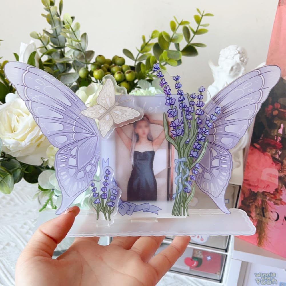 WAYUTO Detachable Acrylic Kpop Photocard Holder - Decorative Display Stand & Organizer for BTS, Blackpink, Twice Albums - Perfect for Bedroom Decor, Fan Collections, and Kpop Merchandise Display (Purple)