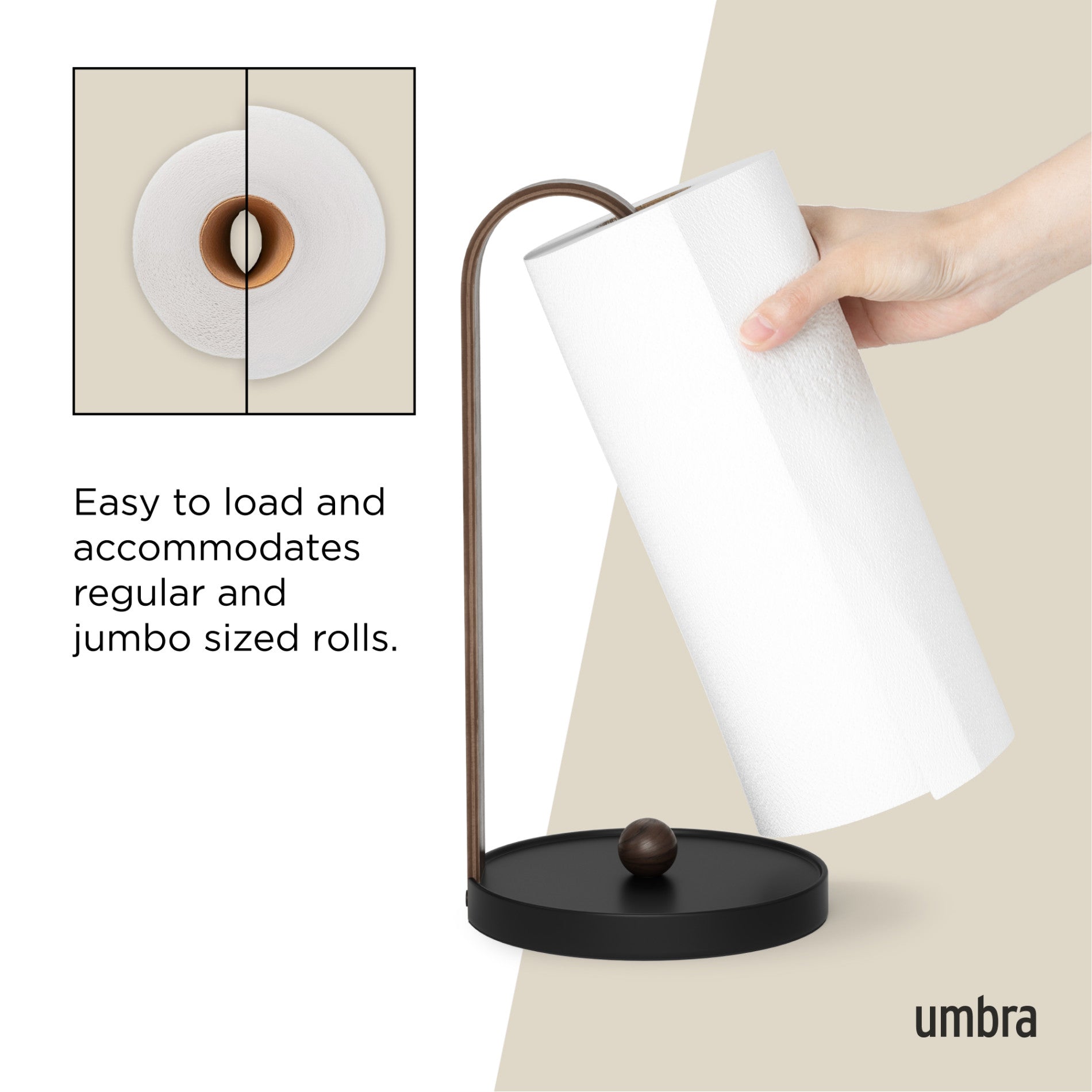 Bellwood Stainless Steel Paper Towel Holder - Wall Mount or Countertop, Rustproof & Durable for Kitchen, Bathroom, Office - Perfect for Easy Access to Paper Towels