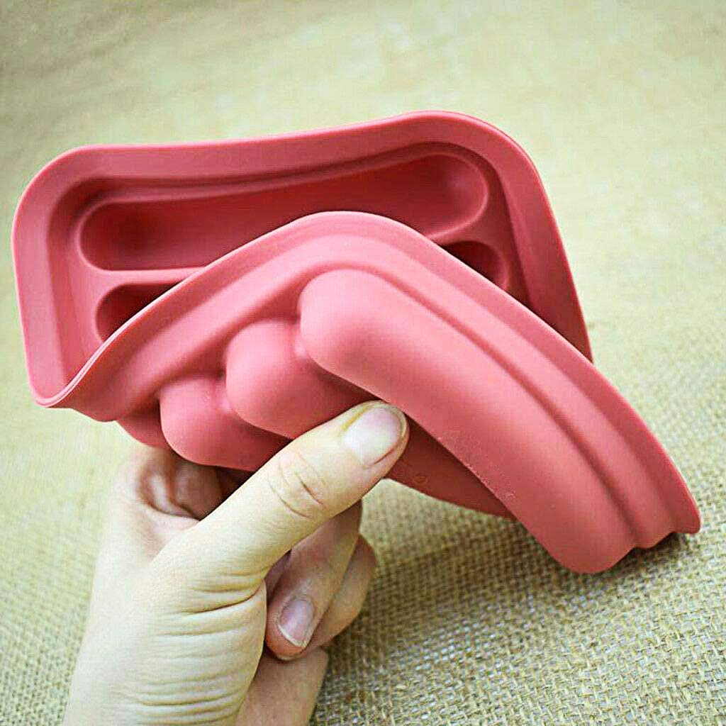 Non-Stick Silicone Hot Dog Mold - 6-Cavity BPA Free Sausage Steamer for Oven & Microwave | Perfect for Homemade Hot Dogs, Ice Cubes, Bread, Candy, Jelly & Chocolate Baking - Red