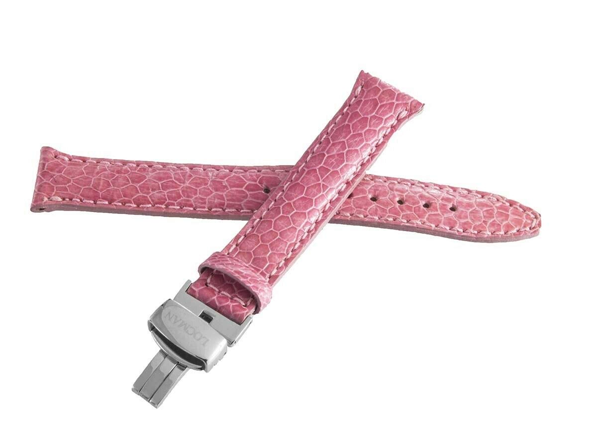 Locman 18mm Pink Leather Watch Band for Women - Silver Buckle, Stylish & Comfortable for Daily Wear