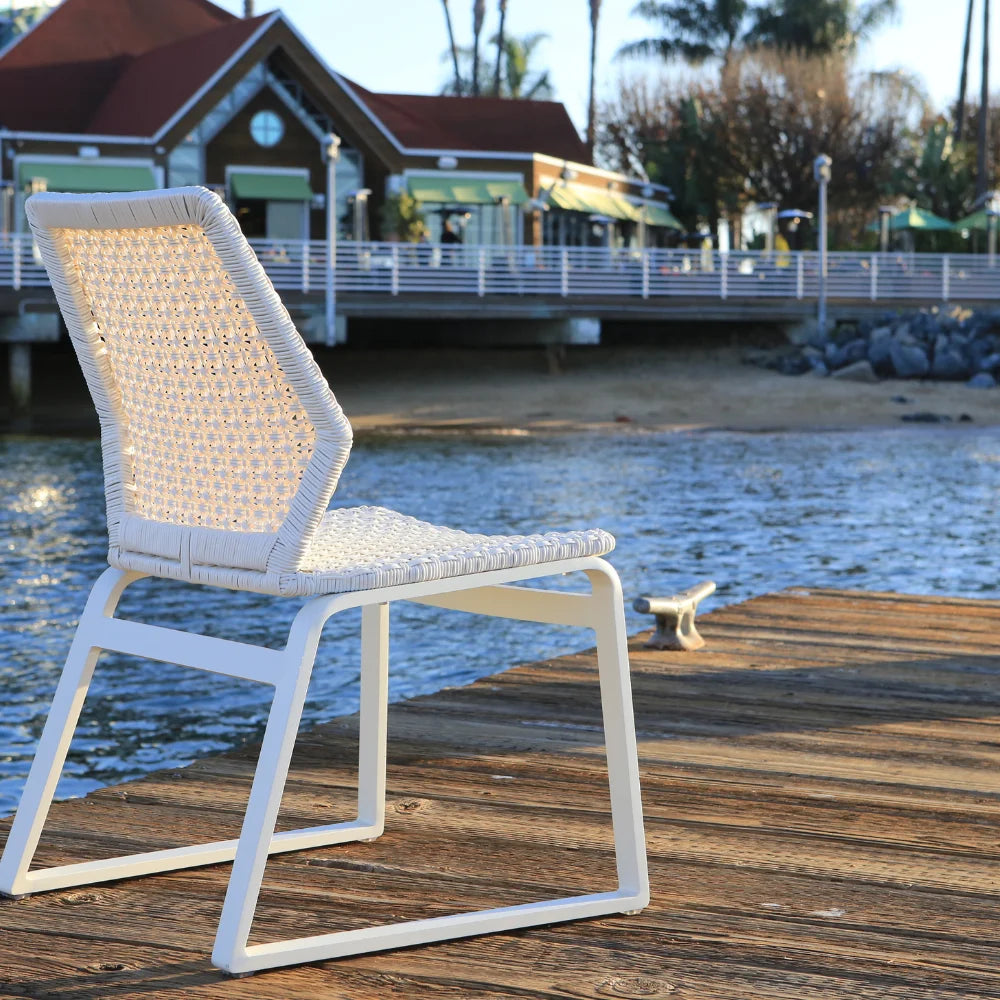 Adriano Aluminum Outdoor Wicker Dining Chairs Set of 2 - Patio Furniture for Garden, Poolside, and Backyard Dining - Weather-Resistant & Comfortable Seating