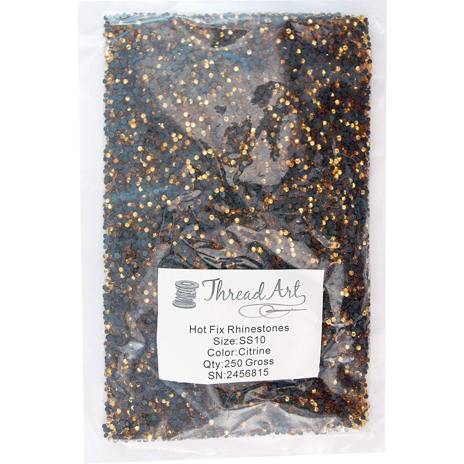 Threadart Bulk Hot Fix Rhinestones Citrine - SS10 (3mm) - 36,000 Stones - 250 Gross Pack for DIY Crafts, Jewelry Making, and Clothing Embellishment