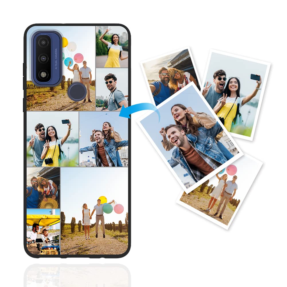 Customized Photo & Text Soft TPU Phone Case for Moto G Pure - Personalized Anniversary Birthday Christmas Gift - Multi-Photo Protective Cover - Black - Perfect for Daily Use, Travel & Special Occasions