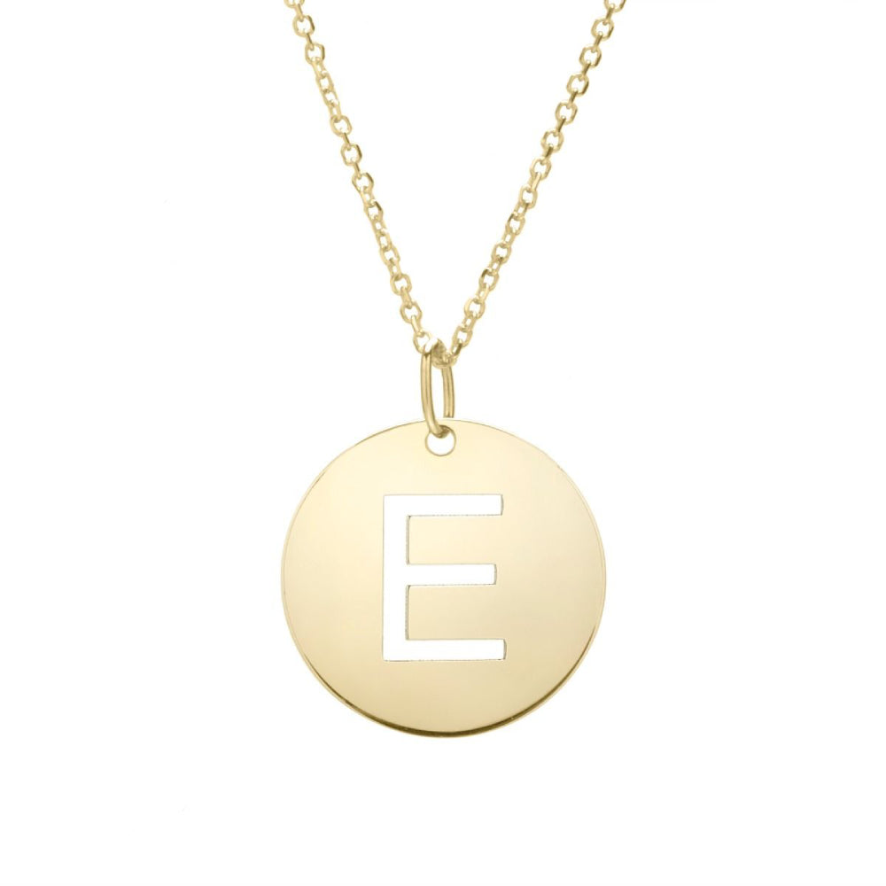 14K Gold Disc Pendant Necklace - Personalized Initial Charm (All Letters A-Z) | Elegant Layering Jewelry for Women, Perfect Gift for Birthday, Anniversary & Valentine's Day