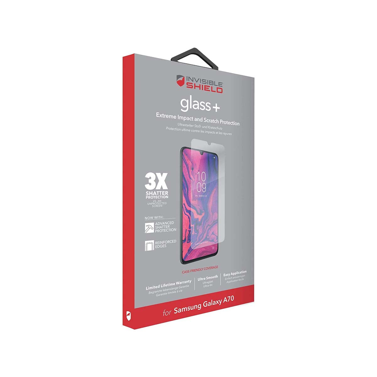 InvisibleShield Glass Screen Protector for Samsung Galaxy A70 - Clear, Anti-Scratch, Bubble-Free Installation - Perfect for Everyday Protection & Gaming