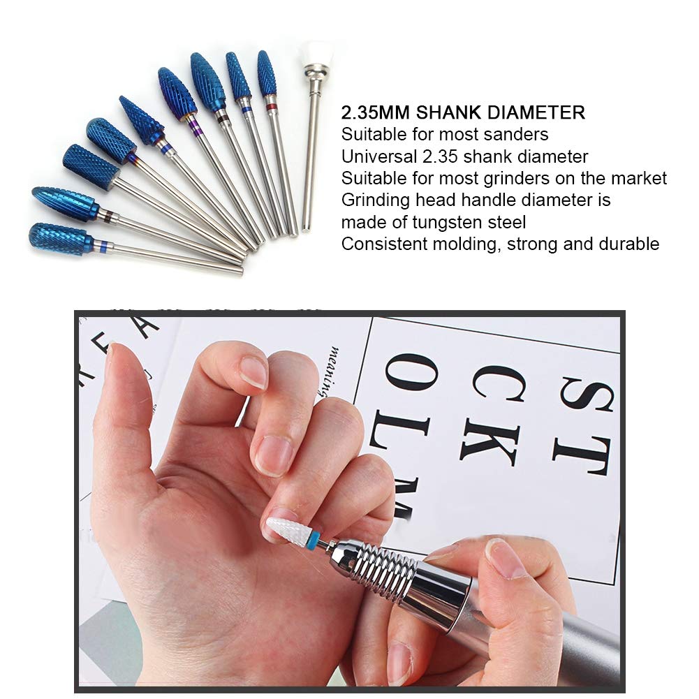 10Pcs Professional Nail Drill Bit Set for Manicure - Diamond Grinding Heads for Nail Art, Acrylic & Gel Polish - Perfect for Home Salon & Professional Nail Technicians (Use for Filing, Shaping & Smoothing Nails)