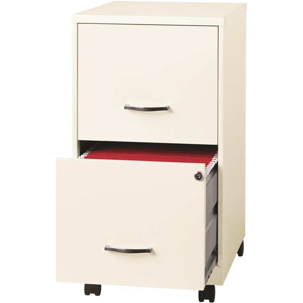 Home Square 2-Drawer Mobile File Cabinet Set - Pearl White (Set of 2) | Office Organization & Document Storage Solution for Home & Business