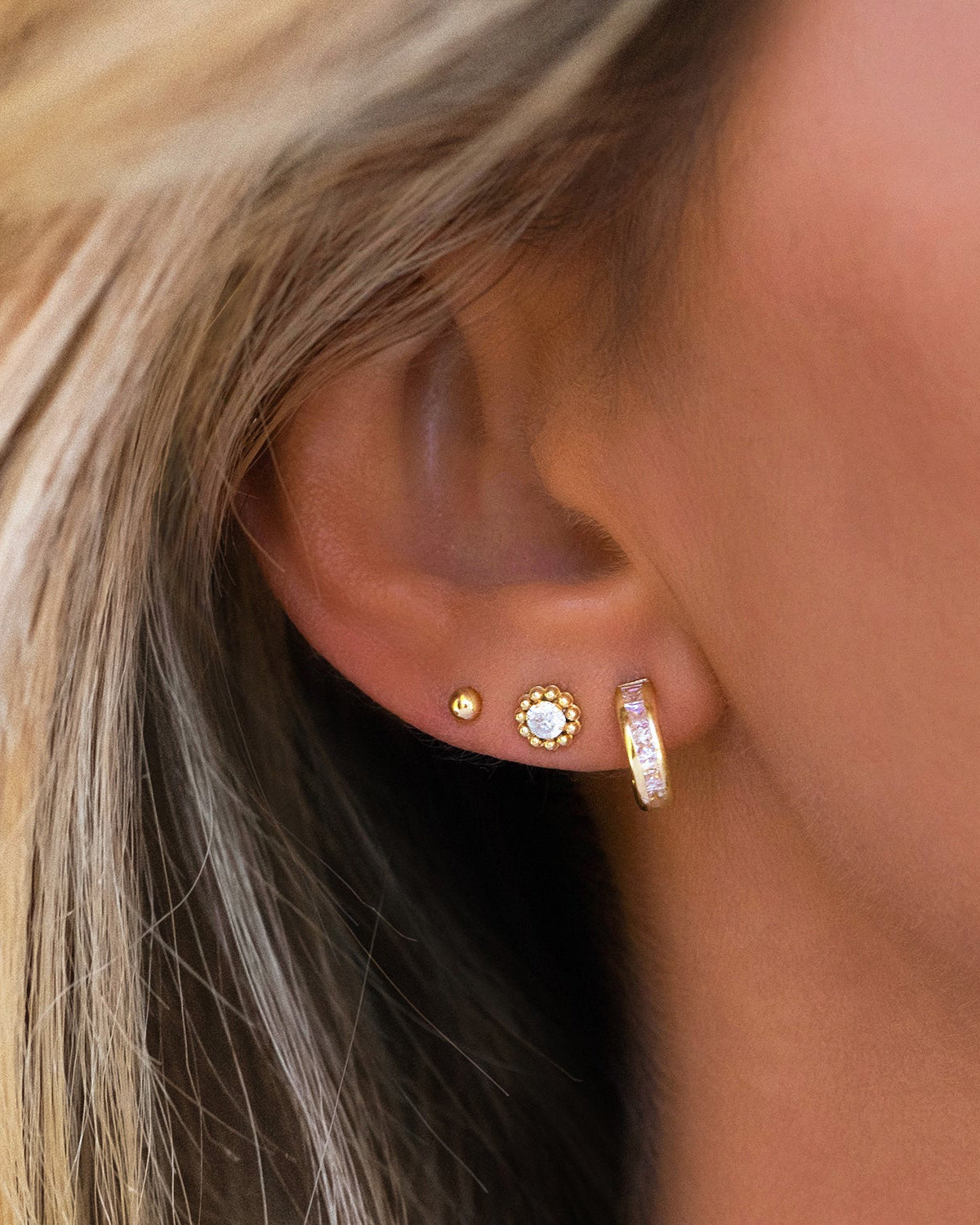 10K Gold Channel Huggies Earrings with Cubic Zirconia - Perfect for Parties, Weddings & Everyday Elegance