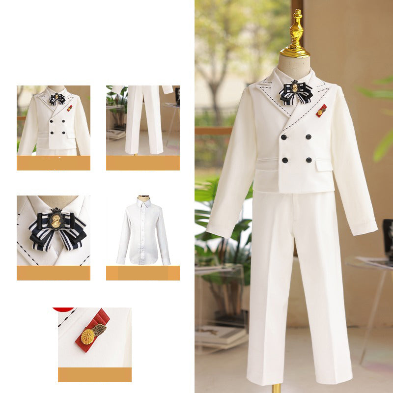 Kids' Pure White Suit Set for Birthday Party & Special Occasions - Elegant Formal Wear for Boys' Celebrations, Photos, and Weddings