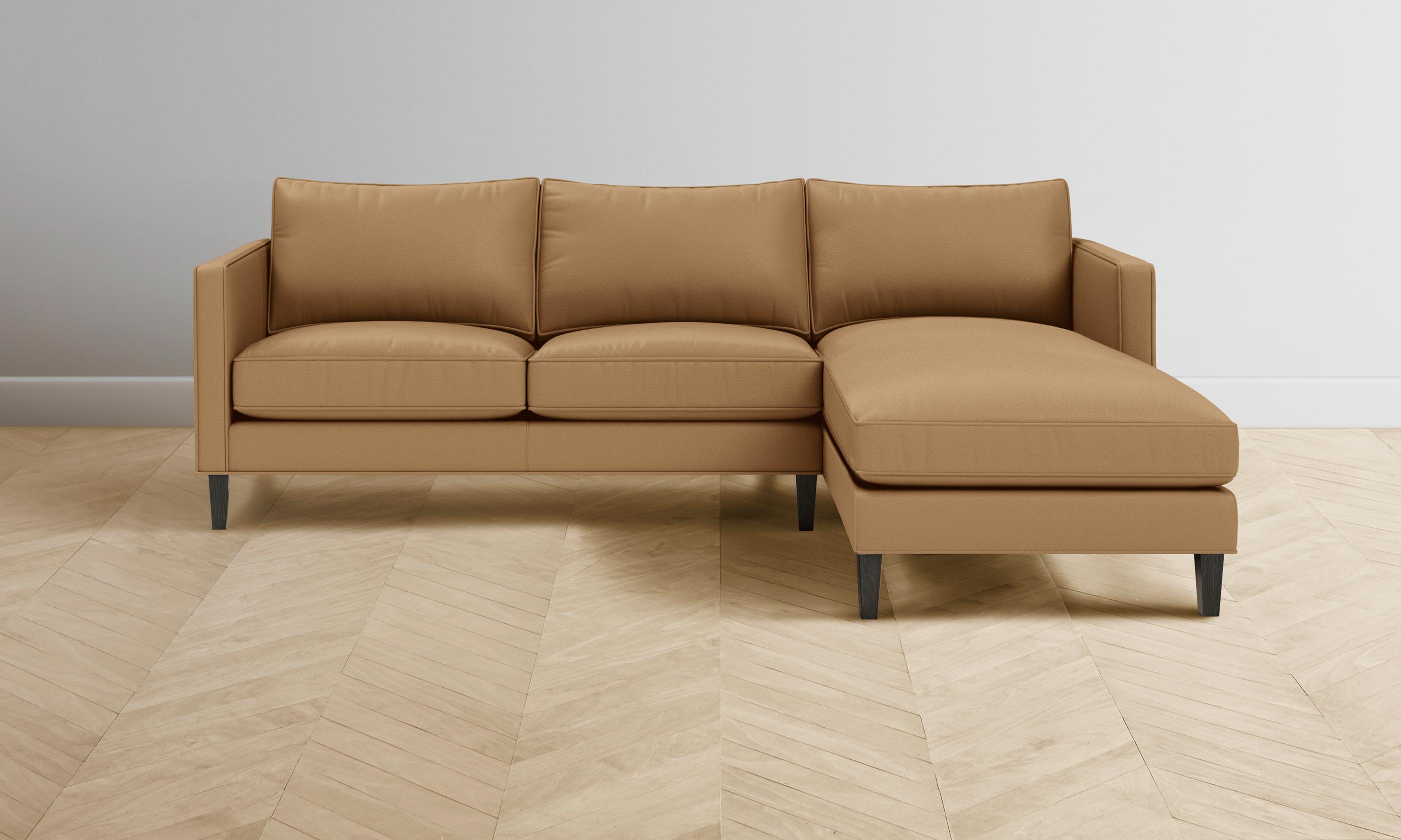Premium Crosby Sectional Sofa in Pebbled Leather - Latte Brown Color | Modern Living Room Furniture for Home & Office Comfort