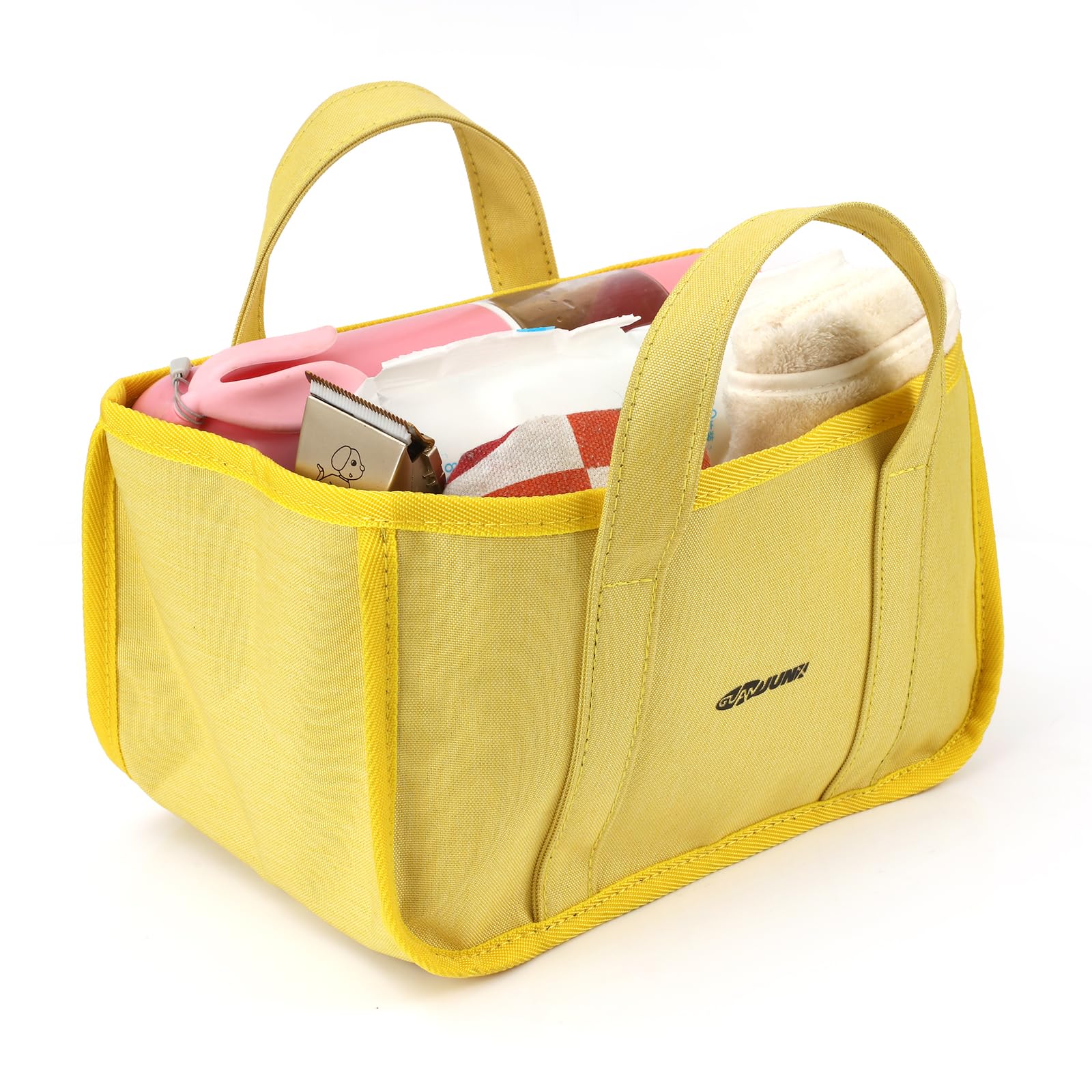 GUANJUNX Pet Grooming Bag - 6 Pocket Organizer for Dog Supplies & Food - Travel & Outdoor Use (Yellow)