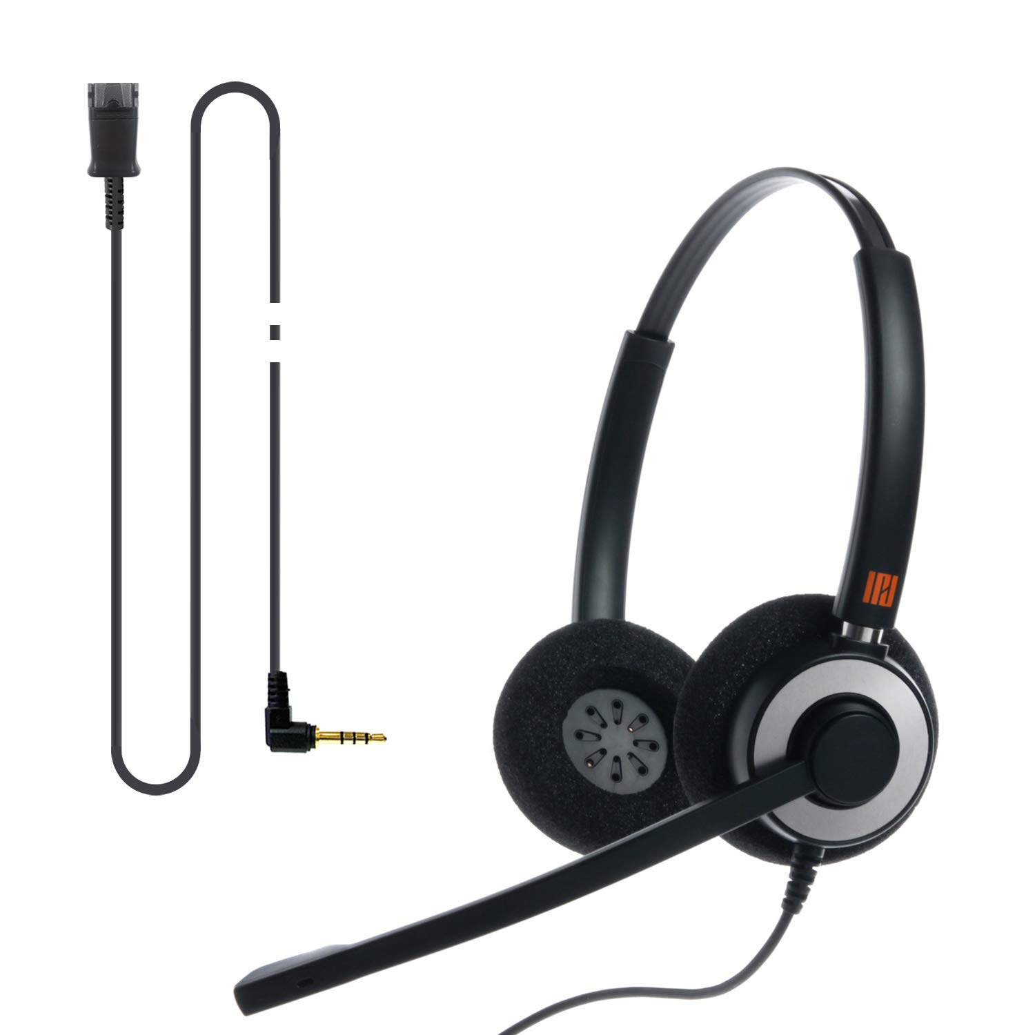 Noise Cancelling Headset with 3.5mm Jack - IPD IPH-165 Phone Headset for Android, iPhone, Laptop, Tablet & Smart Devices | Perfect for Office Calls, Online Classes & Gaming