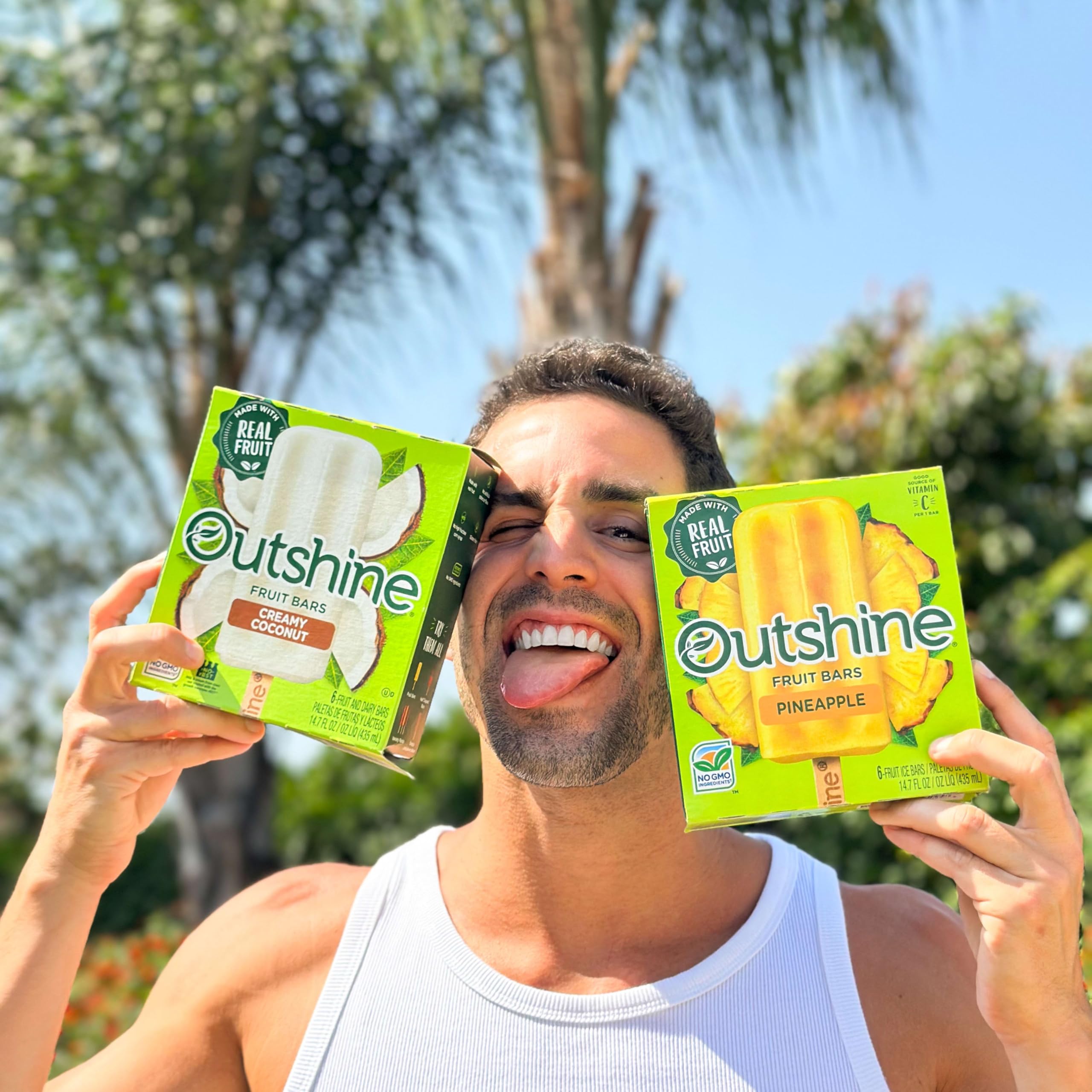 Outshine Fruit Bars, Pineapple - 6 Count | All-Natural Frozen Fruit Snacks for Kids & Adults | Perfect for Lunchboxes, After-School Snacks & Healthy Desserts