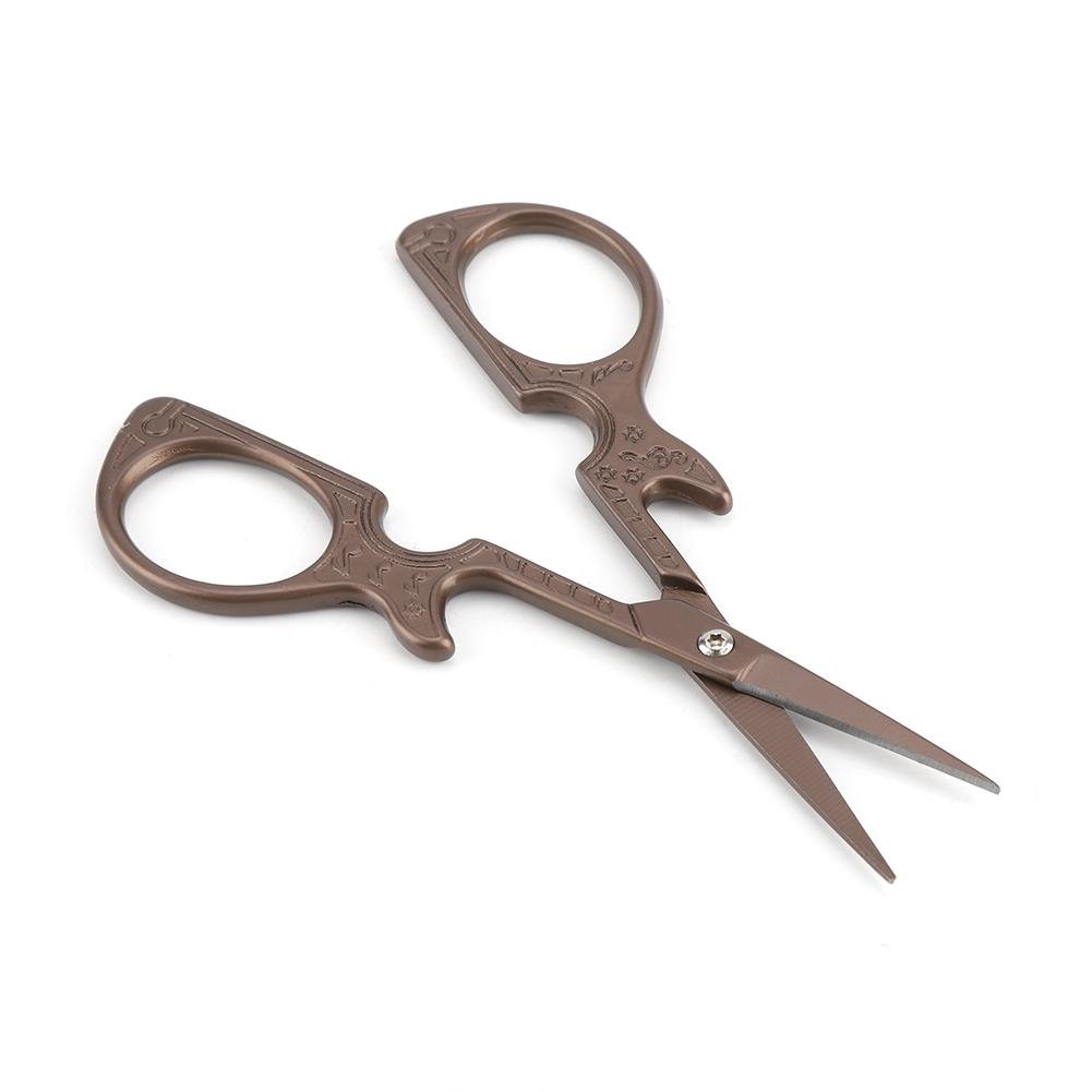 Vintage Classic Metal Scissors with Sharp Blade - Brown Guitar Design for Crafting, Sewing & Office Use