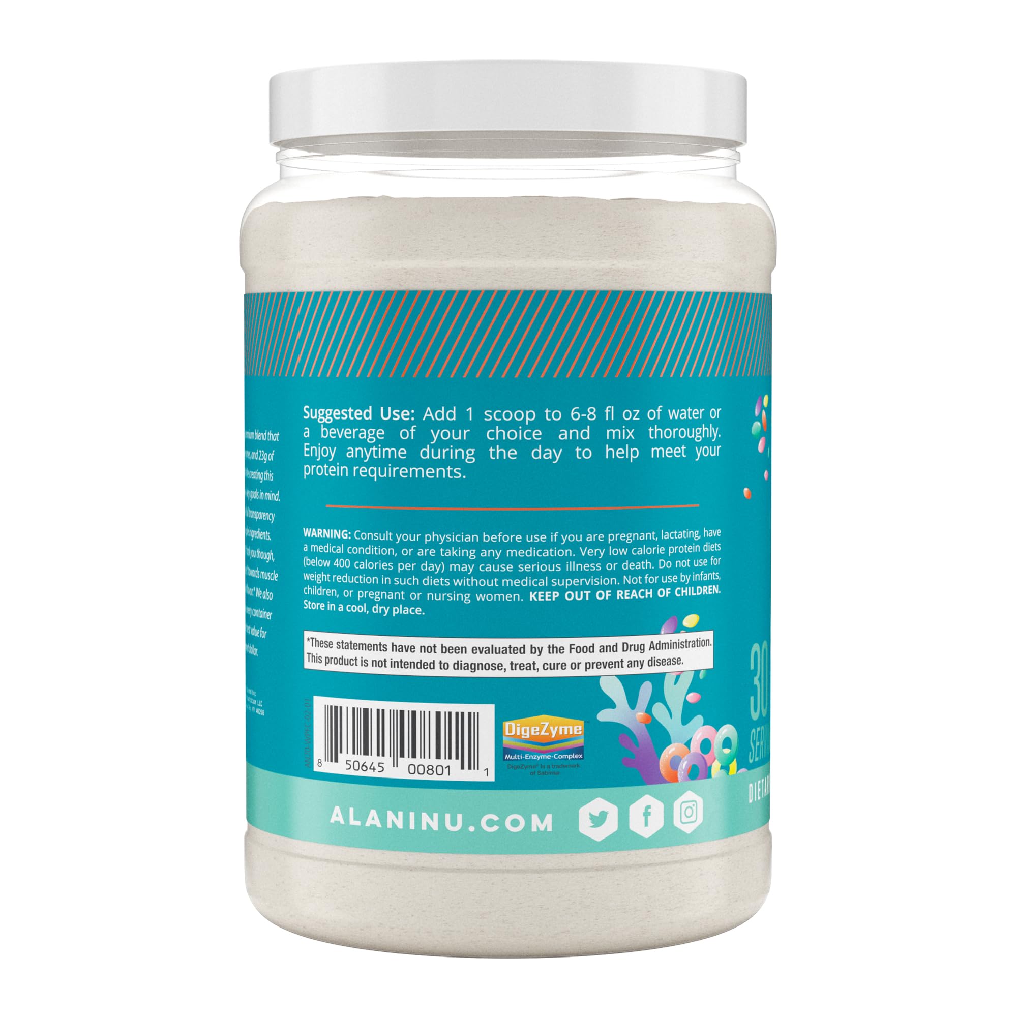 Alani Nu Whey Protein Powder - Fruity Cereal Flavor | 23g Protein, Low Sugar & Digestive Enzymes | Meal Replacement & Post-Workout Supplement | Low Fat, Low Carb Whey Isolate Protein Blend | 30 Servings for Gym, Weight Loss & Healthy Lifestyle