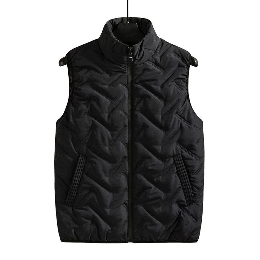 Men's Casual Vest with Stand Collar - Fashion Embossed Body Warmer Gilet in Black | Perfect for Outdoor Activities, Layering & Streetwear Style