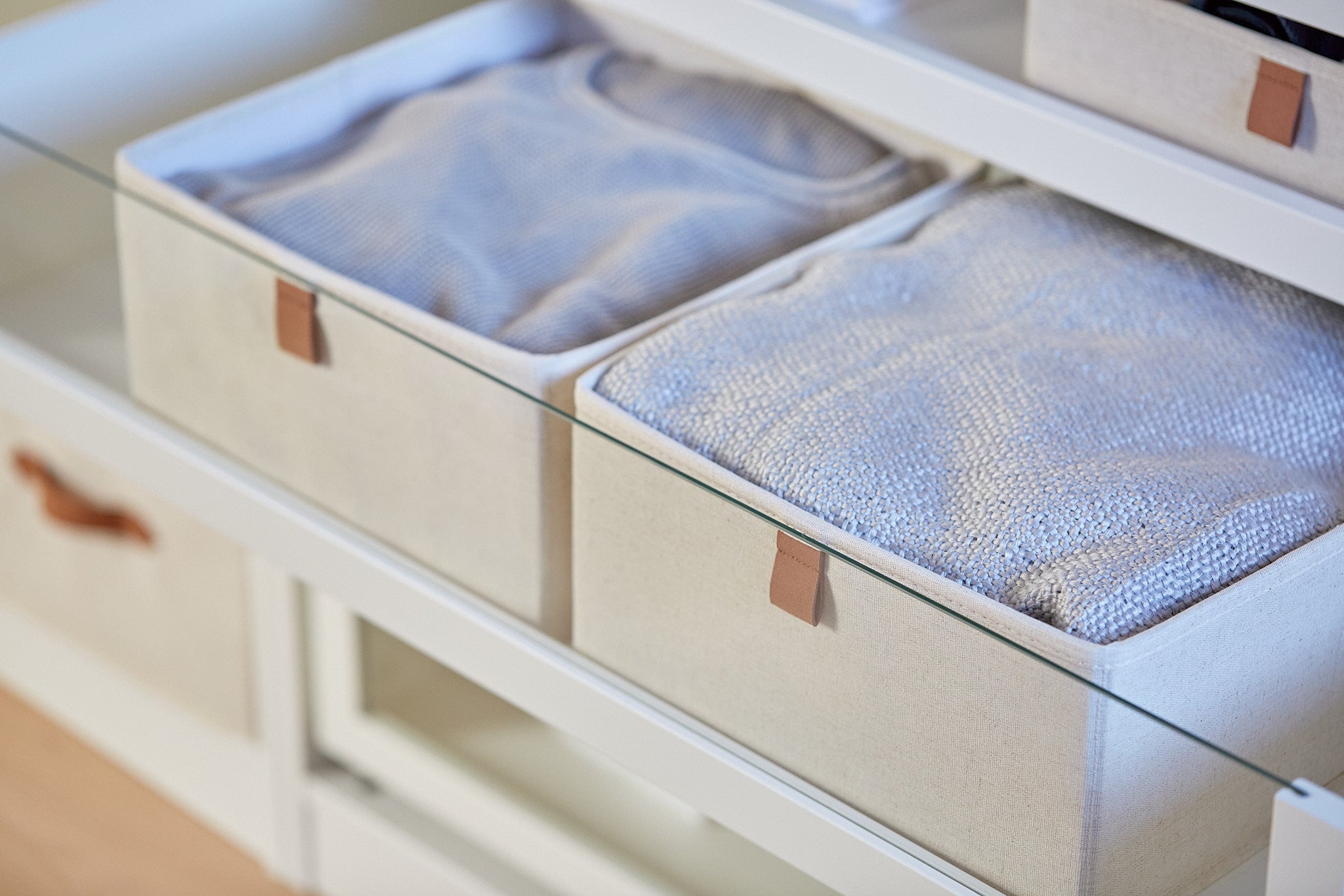 Premium Fabric Wardrobe Organizer Set of 2 - 30cm x 30cm x 15cm Storage Boxes in Cream - Perfect for Closet, Shelf & Underbed Organization