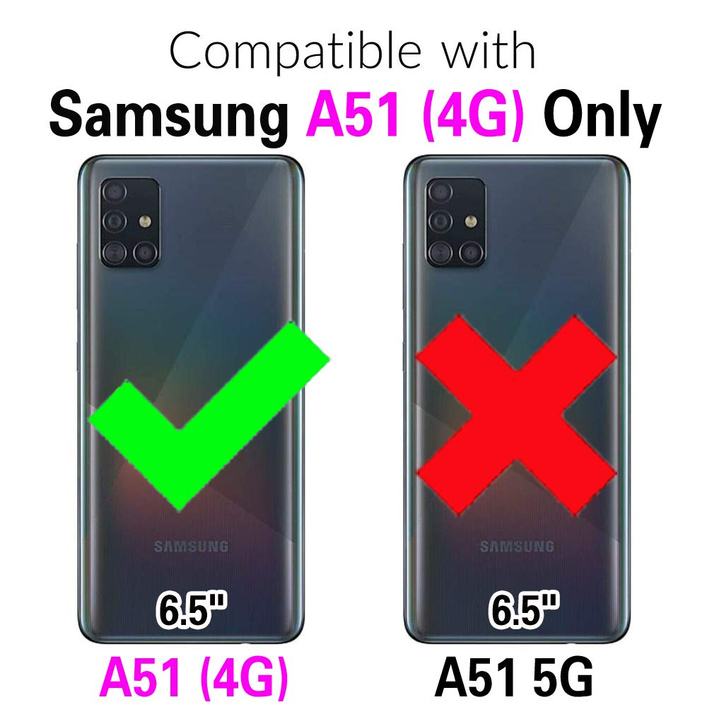 ASUWISH Samsung Galaxy A51 4G Wallet Case with Tempered Glass Screen Protector - Flip Cover with Card Slots & Kickstand - Compatible with Galaxy A51/A515F/M40S (Purple) - Protective Phone Case for Business, Travel & Everyday Use - Perfect for Office, Commuting and Outdoor Activities