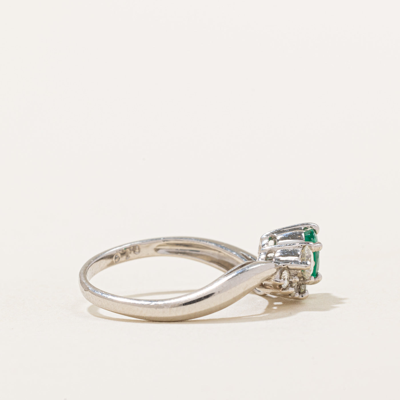 Emerald and Diamond Bypass Ring - 0.35ct Emerald & 0.15ctw Diamond - Size 5.5 - Elegant Wedding Band, Anniversary Gift for Her, Perfect for Special Occasions and Everyday Luxury