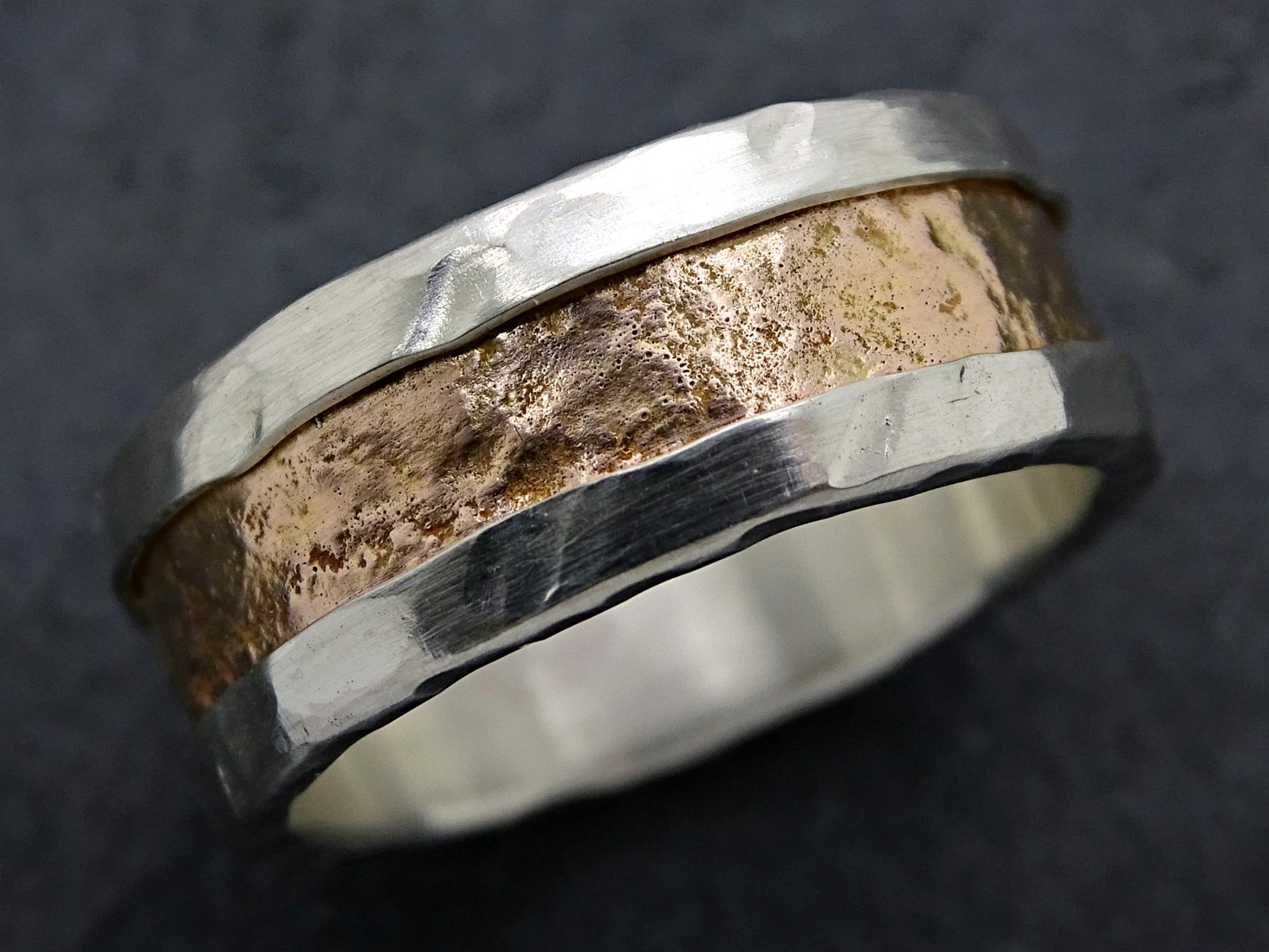 Viking Wedding Band Rose Gold Ring for Men - Molten Gold & Silver Mens Engagement Ring, Durable & Stylish Gift for Him - Perfect for Weddings, Anniversaries & Special Occasions