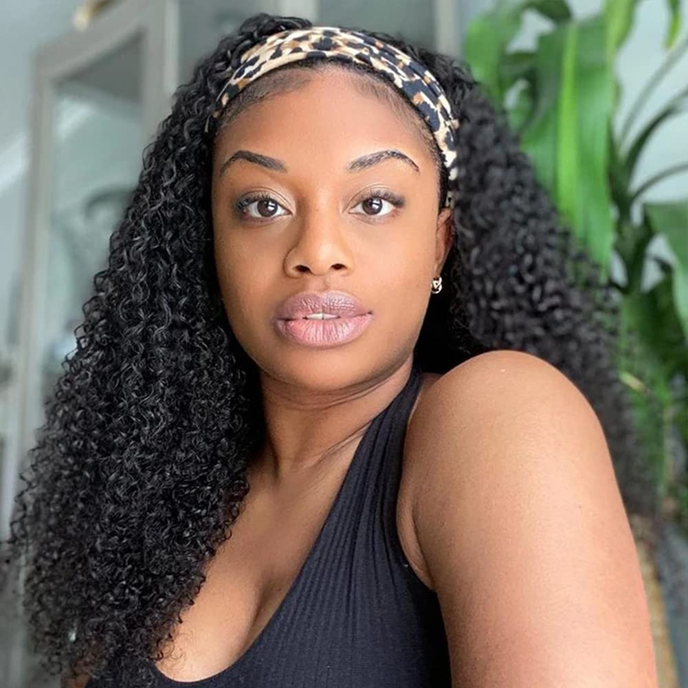 Eooma 22 Inch Brazilian Human Hair Wig - Glueless Curly Headband Wig for Black Women, No Lace Front, No Gel, Remy Hair | Perfect for Daily Wear, Parties & Protective Styling