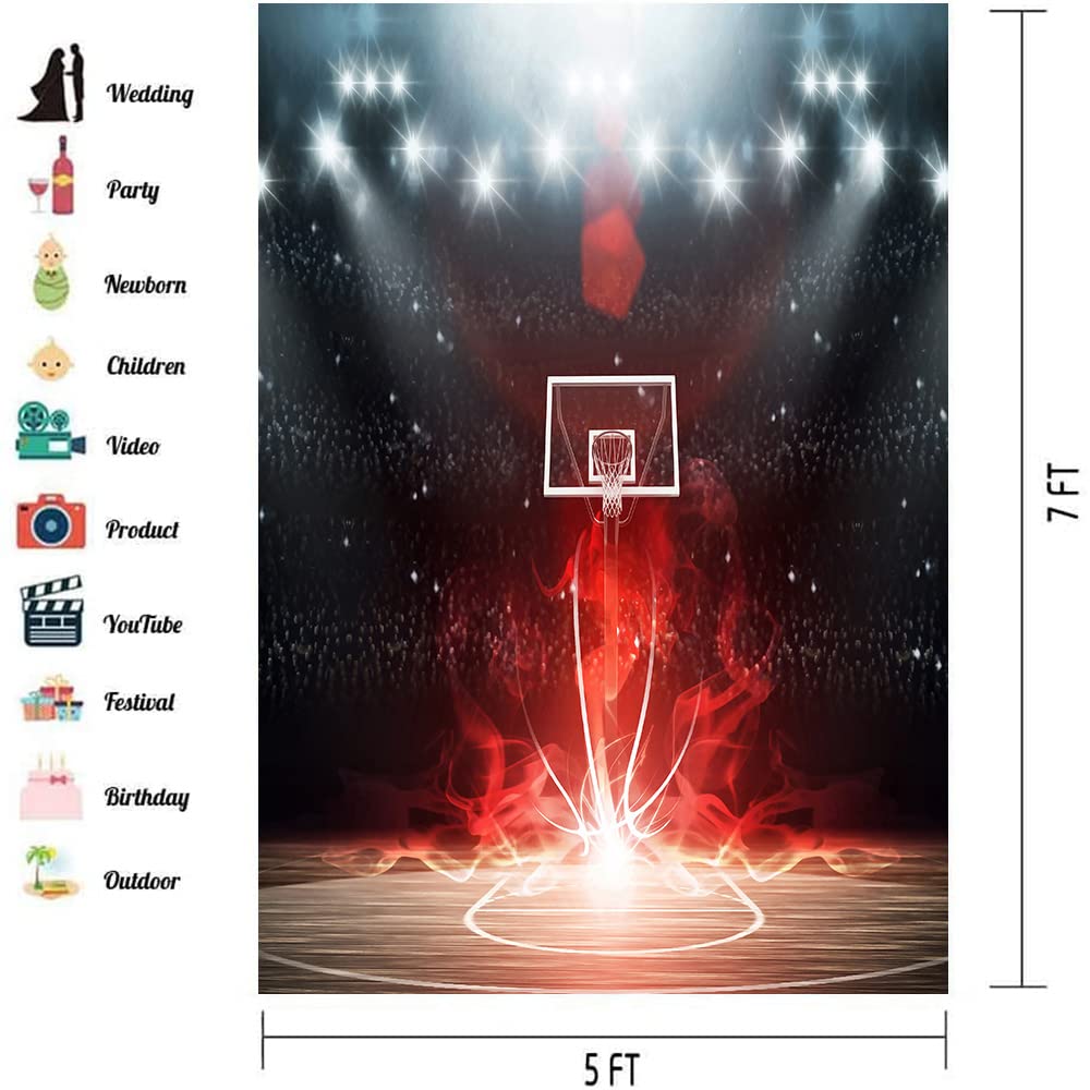 5x7ft Basketball Backdrop for Boys Birthday & Studio Photography - Sports Theme Party Decor