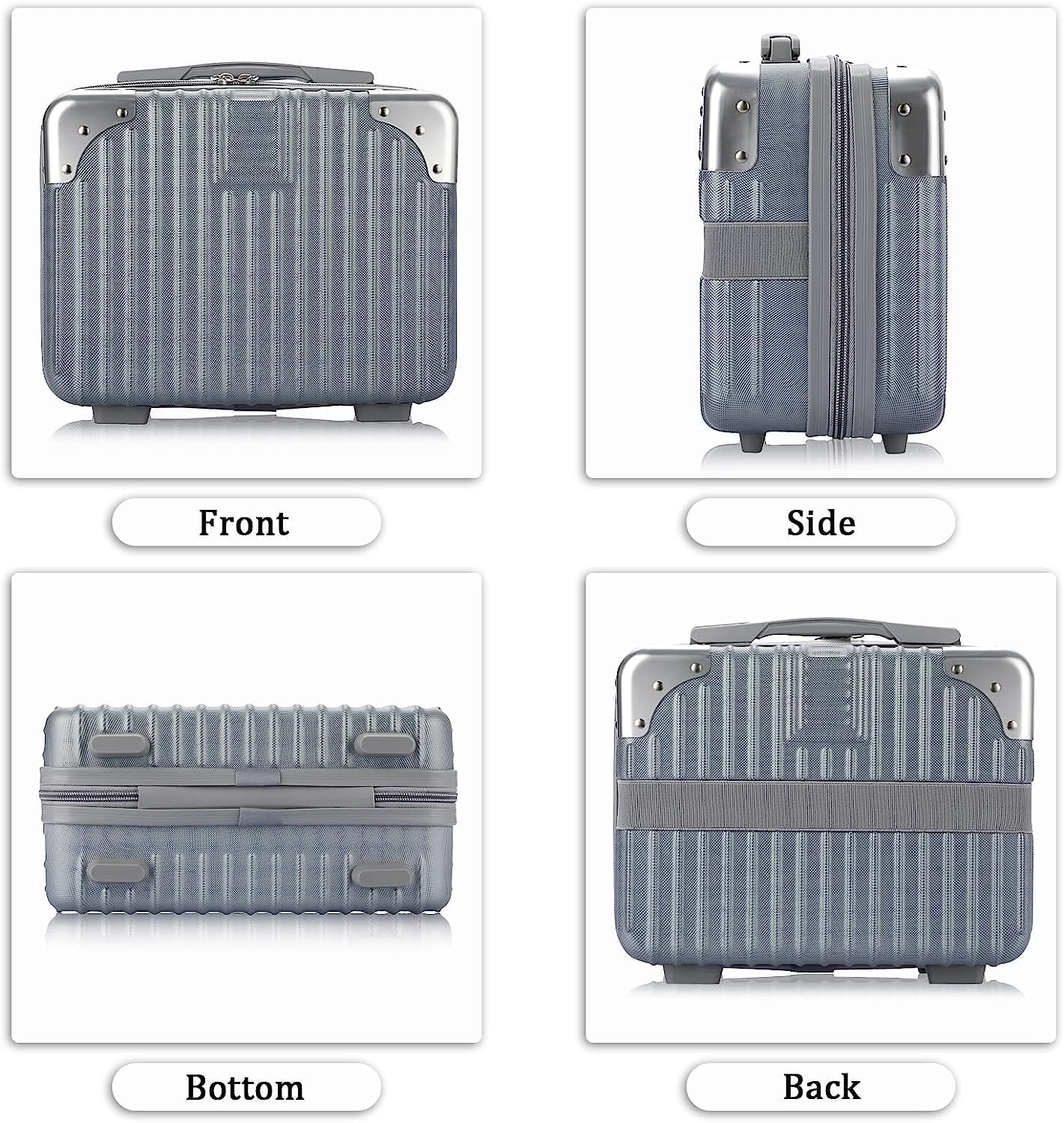 Portable Hard Shell Cosmetic Travel Case - Small Makeup Organizer with Elastic Bands, Mini ABS Carry On Luggage for Women | Perfect for Air Travel, Weekend Getaways & Daily Makeup Storage