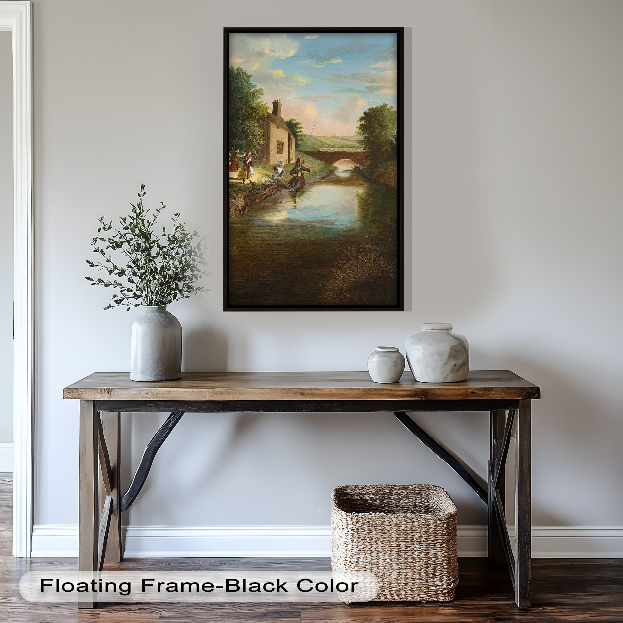 Romantic English Countryside Historic Oil Painting - A Day by the River - Perfect for Home Decor, Living Room Wall Art & Gift Ideas