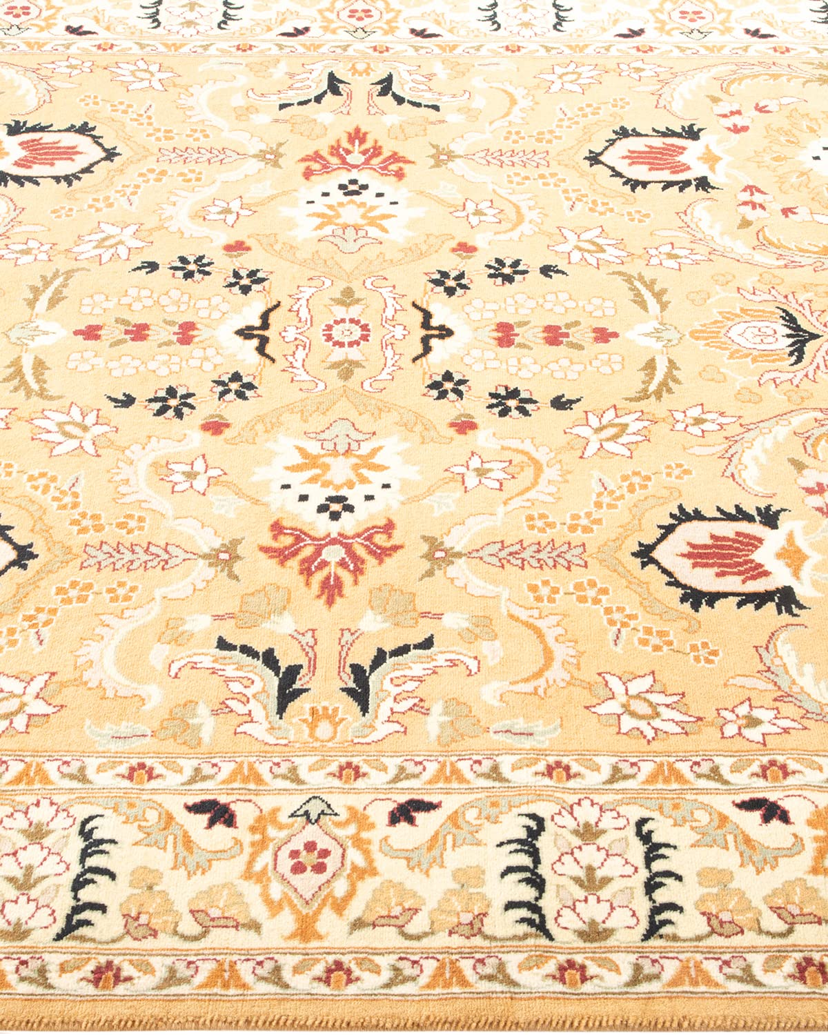 Handmade Wool Oriental Mogul Yellow 4x6 Area Rug - Traditional Hand-Knotted Design for Living Room, Bedroom & Dining Room Decor
