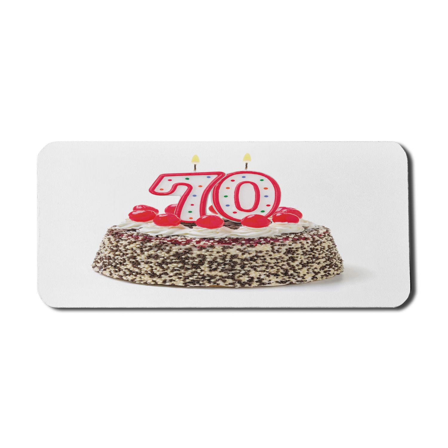 Ambesonne 70th Birthday Party Mouse Pad - Non-Slip Rubber Gaming Mousepad with 70 Number Cake Candles Design, 35