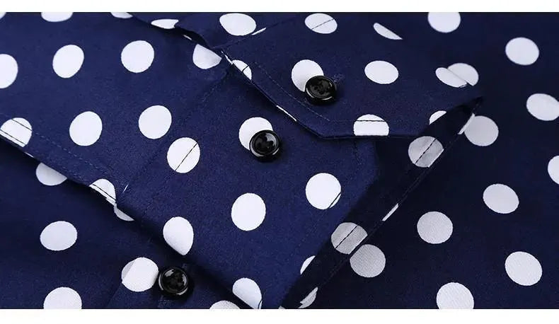 Stylish Men's Polka Dot Dress Shirt - Formal & Casual Button Down Shirt for Office, Party & Date Night