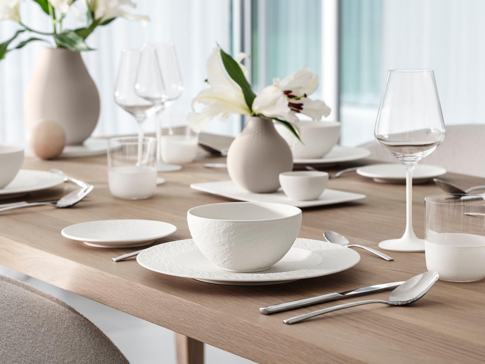 Villeroy & Boch Manufacture Rock Blanc Medium Rice Bowl - Premium Porcelain Dinnerware for Asian Cuisine, Perfect for Sushi, Rice & Soup | Elegant Table Setting for Home & Restaurant Use